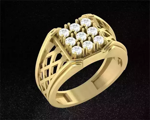 gents ring with stones b-11 3D print model
