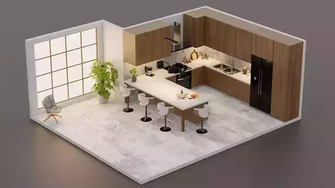 Kitchen isometric interior