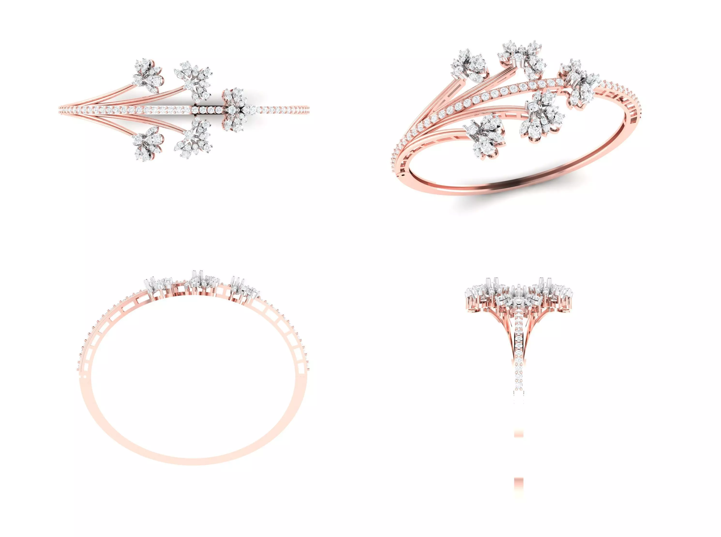 Rose Gold Diamond Woman Bracelet 3D Print Model 3D print model