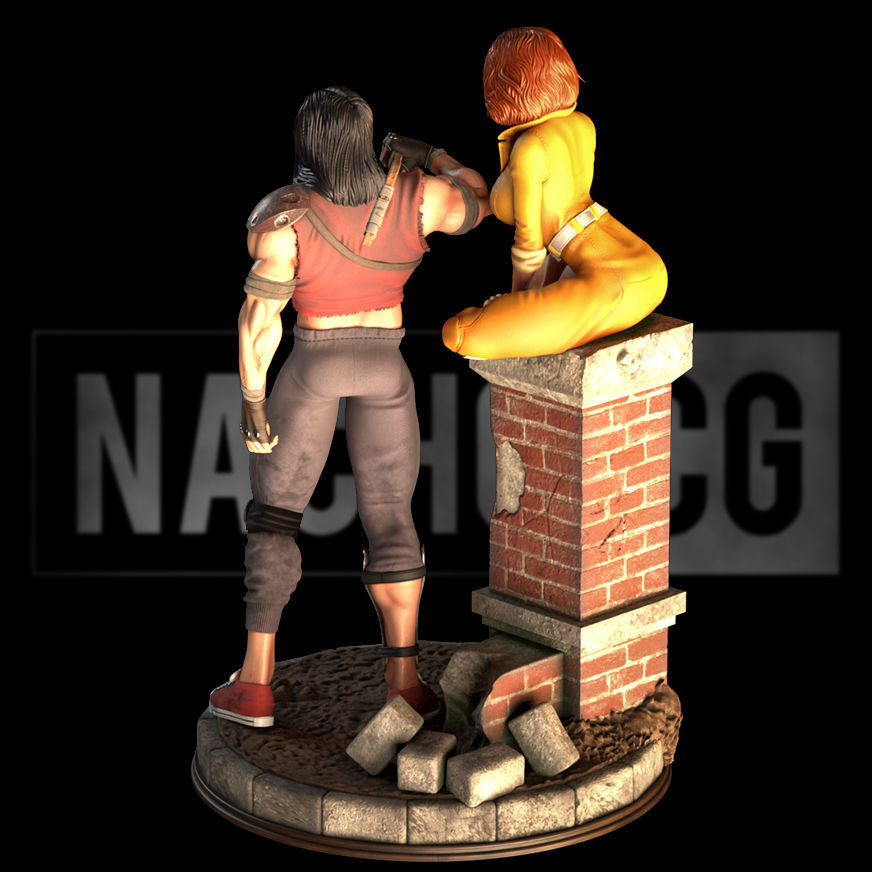 Fan art - TMNT Casey Jones and April Oneil - Statue 3D print model_8
