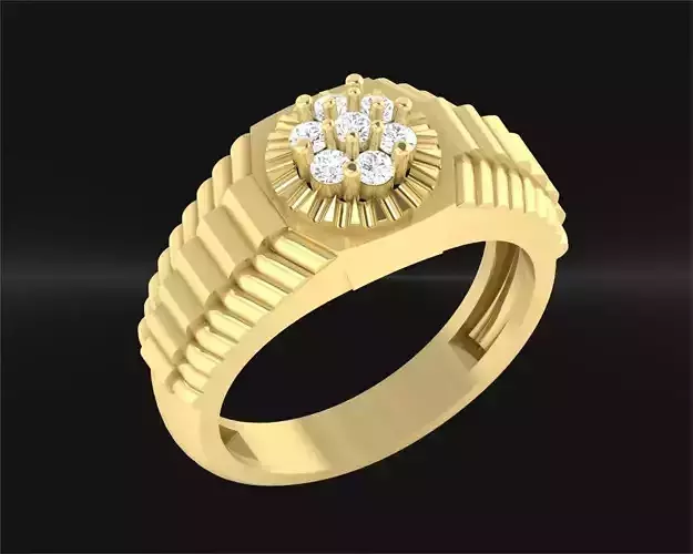 gents ring with stones b-13 3D print model