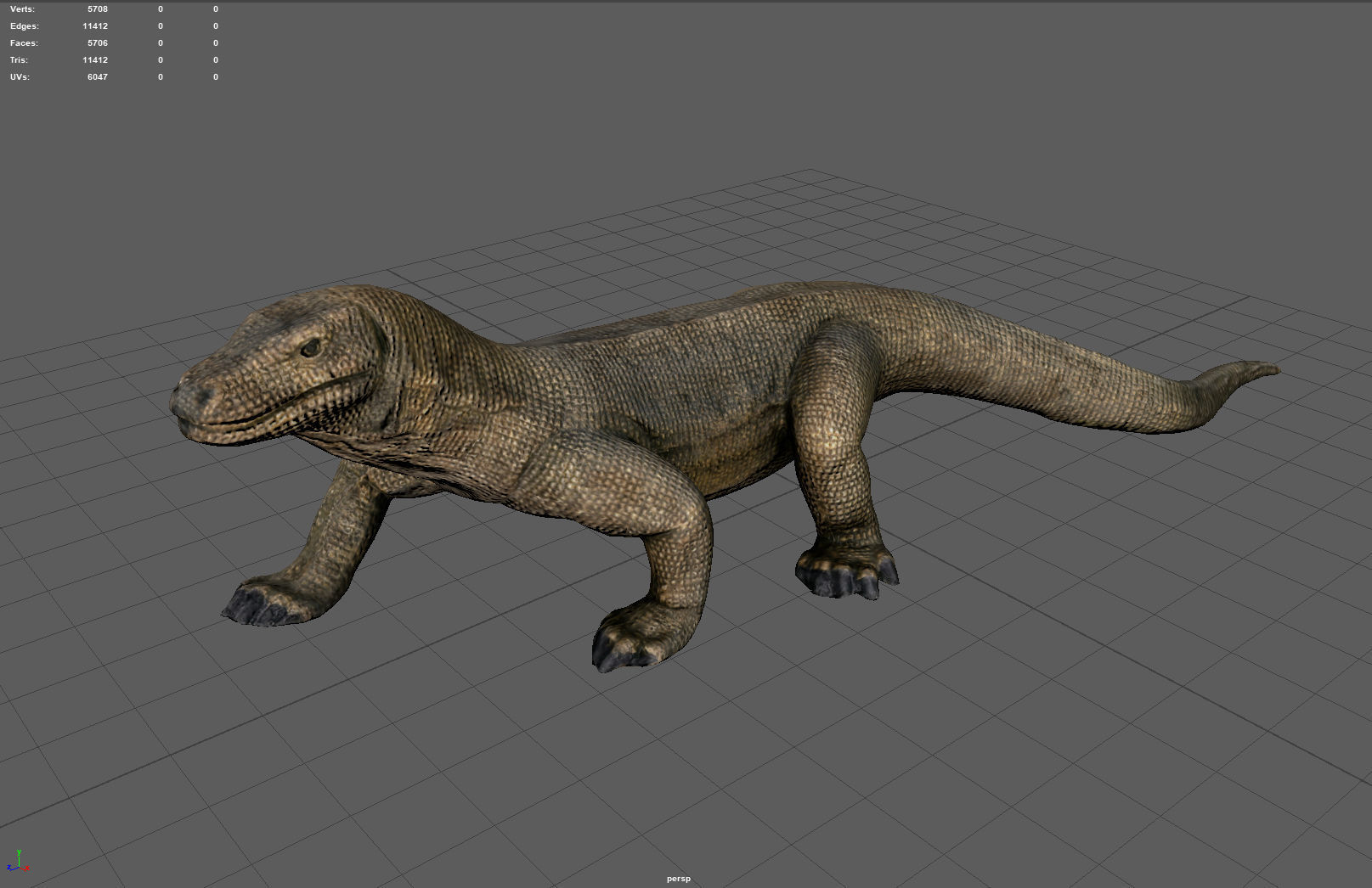 Komodo dragon Low-poly 3D model_4