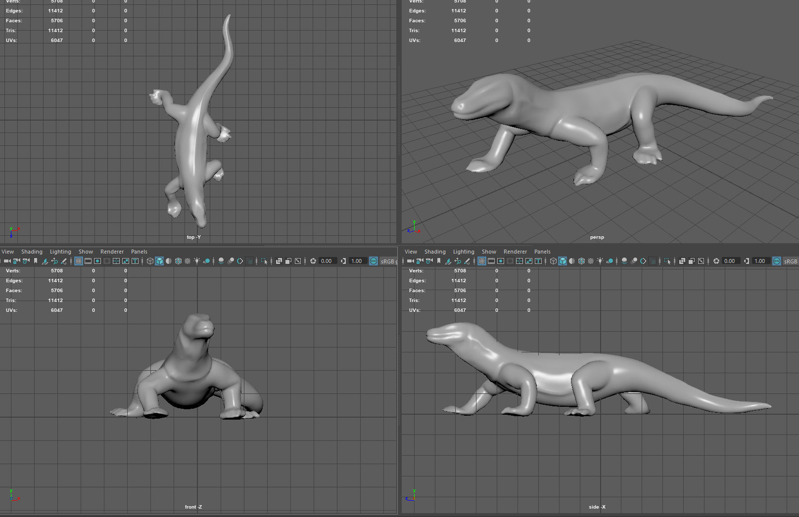 Komodo dragon Low-poly 3D model_7
