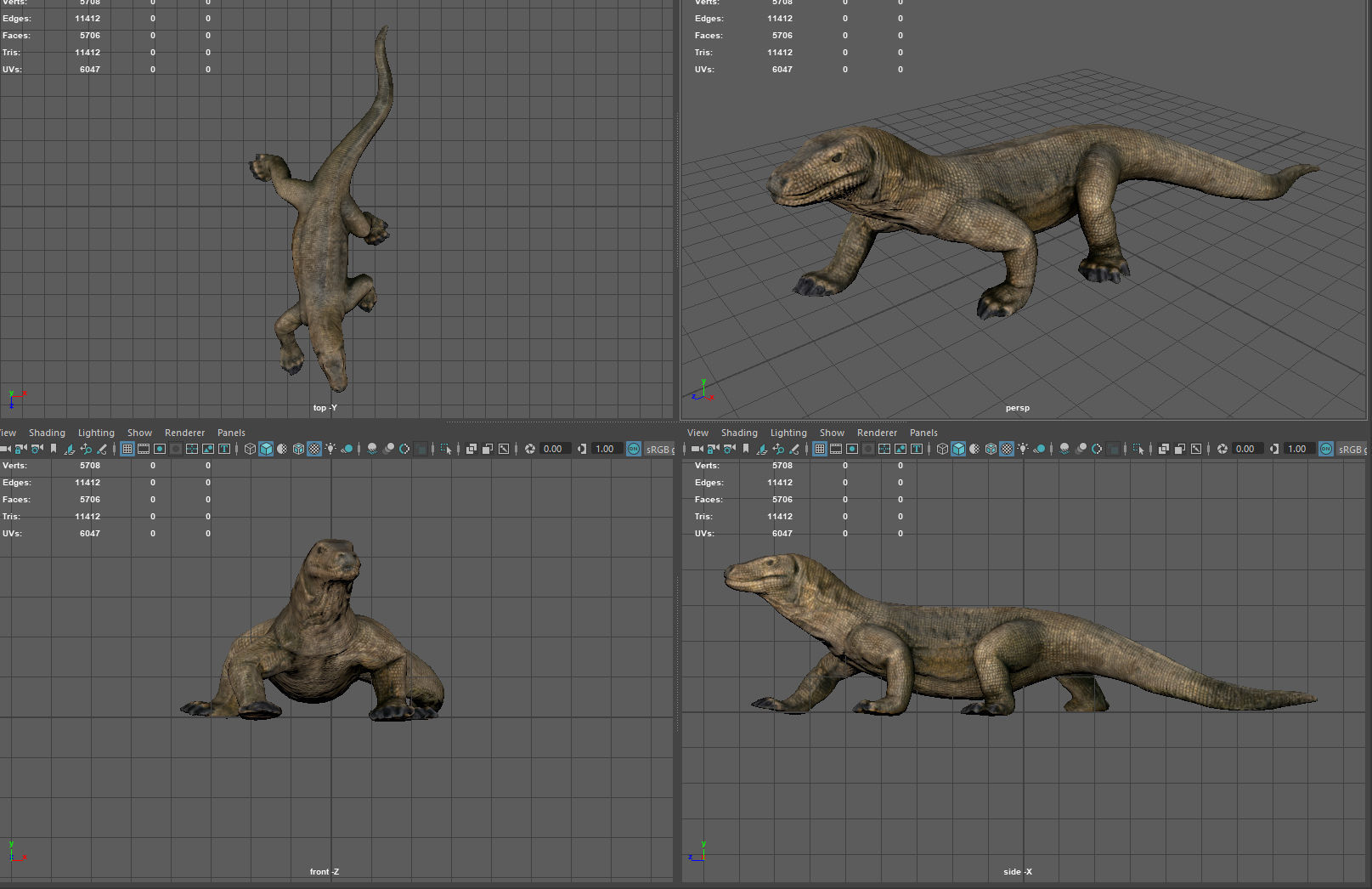 Komodo dragon Low-poly 3D model_6
