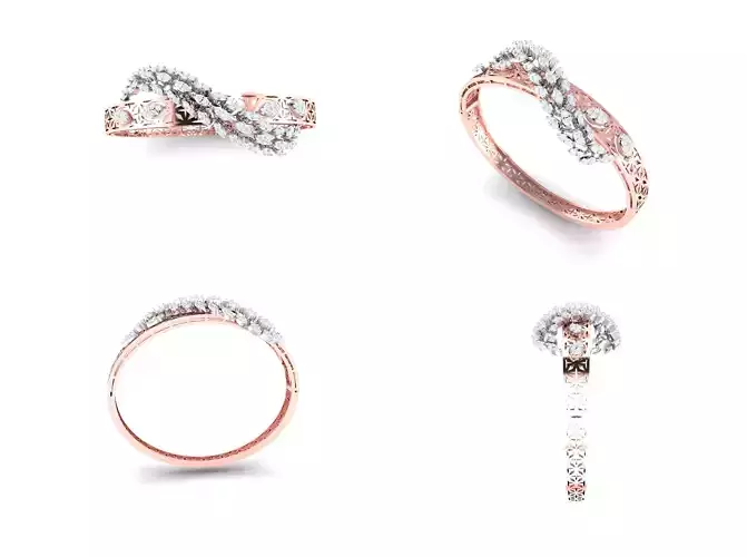 Rose Gold Diamond Woman Bracelet 3D Print Model