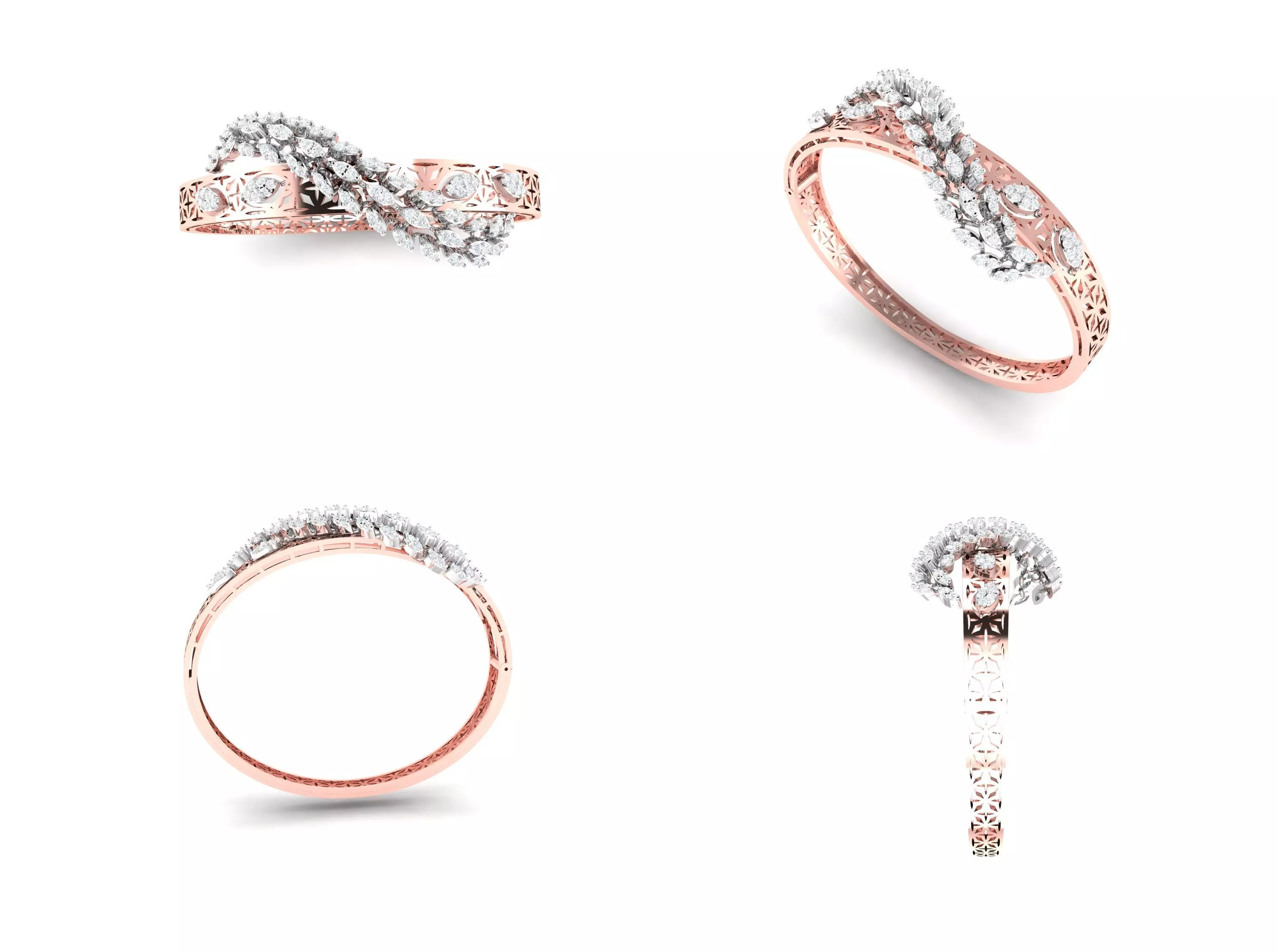 Rose Gold Diamond Woman Bracelet 3D Print Model 3D print model