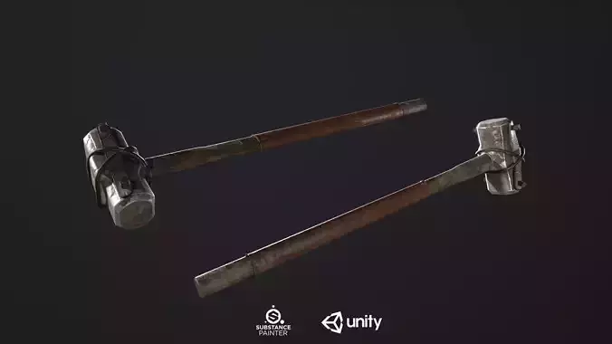 Sledge Hammer PBR Low-poly 3D model