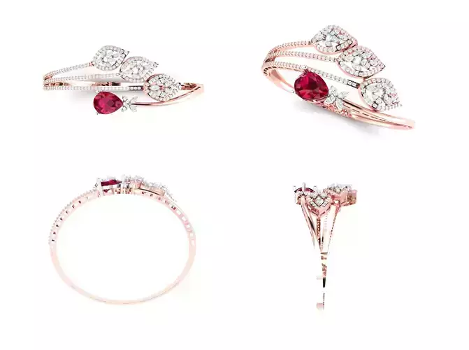 Rose Gold Diamond Woman Bracelet 3D Print Model