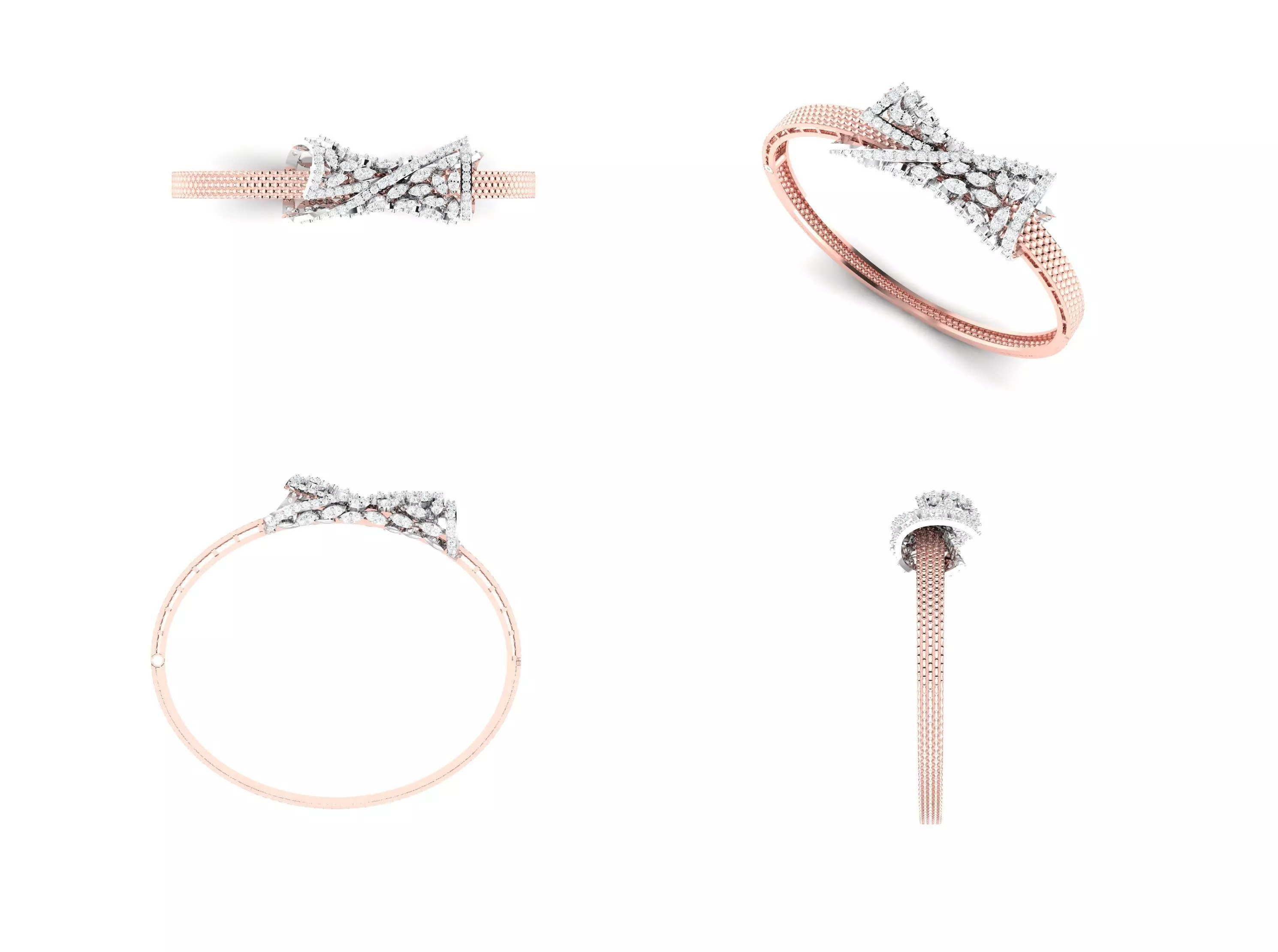 Rose Gold Diamond Woman Bracelet 3D Print Model 3D print model