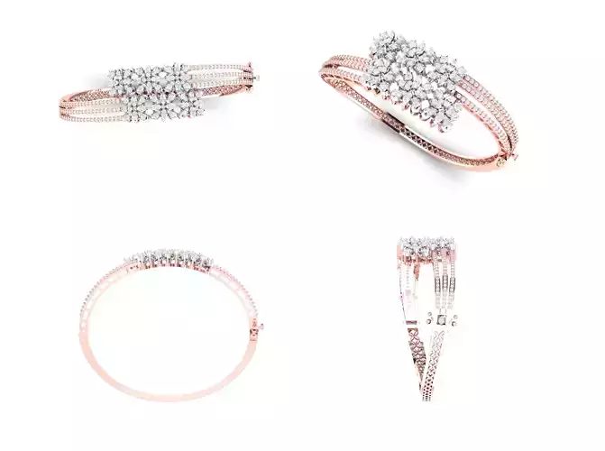 Rose Gold Diamond Woman Bracelet 3D Print Model