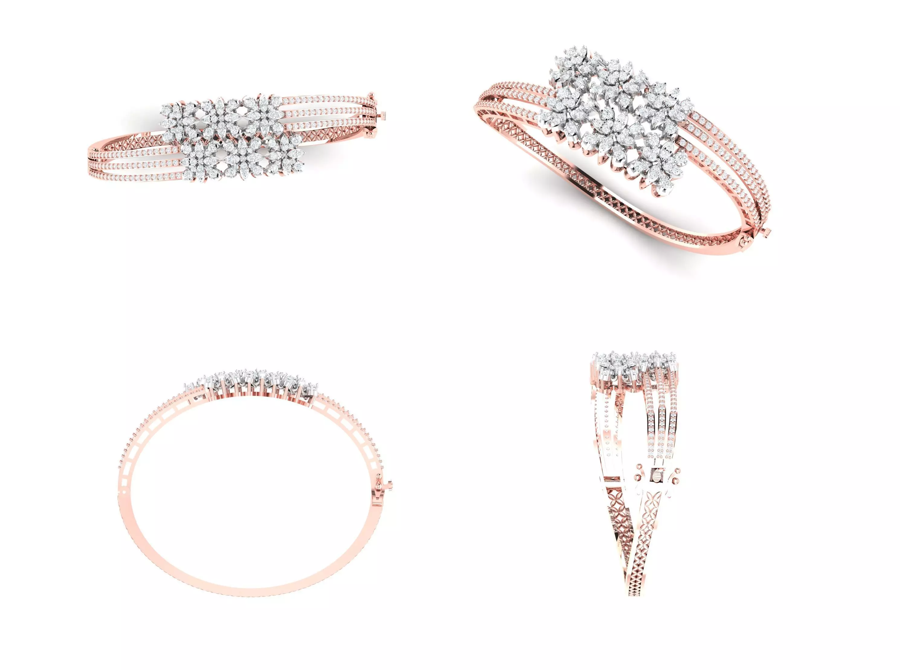 Rose Gold Diamond Woman Bracelet 3D Print Model 3D print model