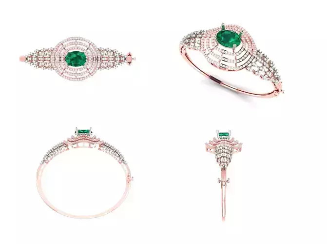 Rose Gold Diamond Woman Bracelet 3D Print Model