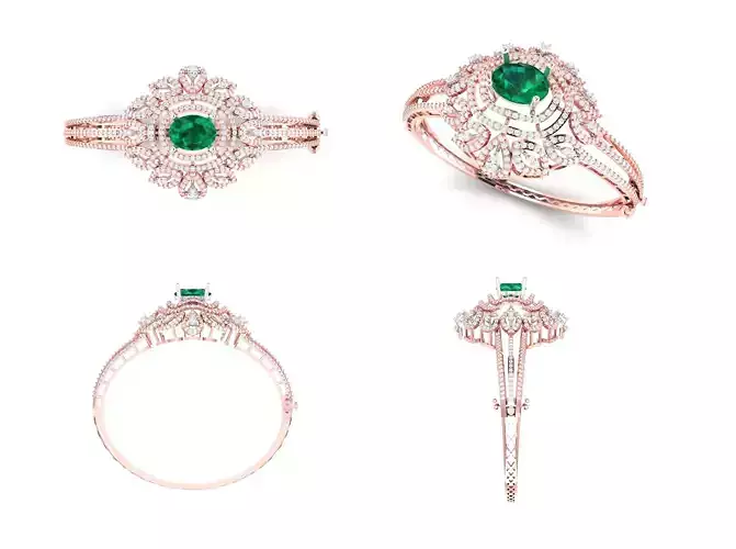 Rose Gold Diamond Woman Bracelet 3D Print Model