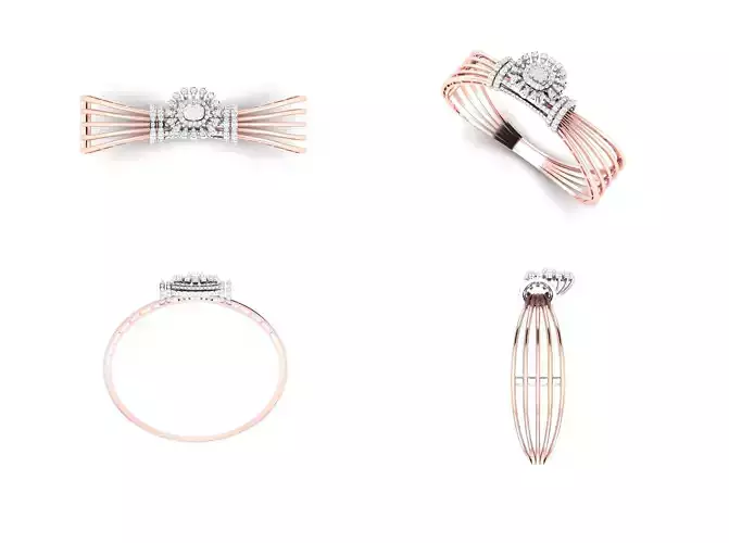 Rose Gold Diamond Woman Bracelet 3D Print Model