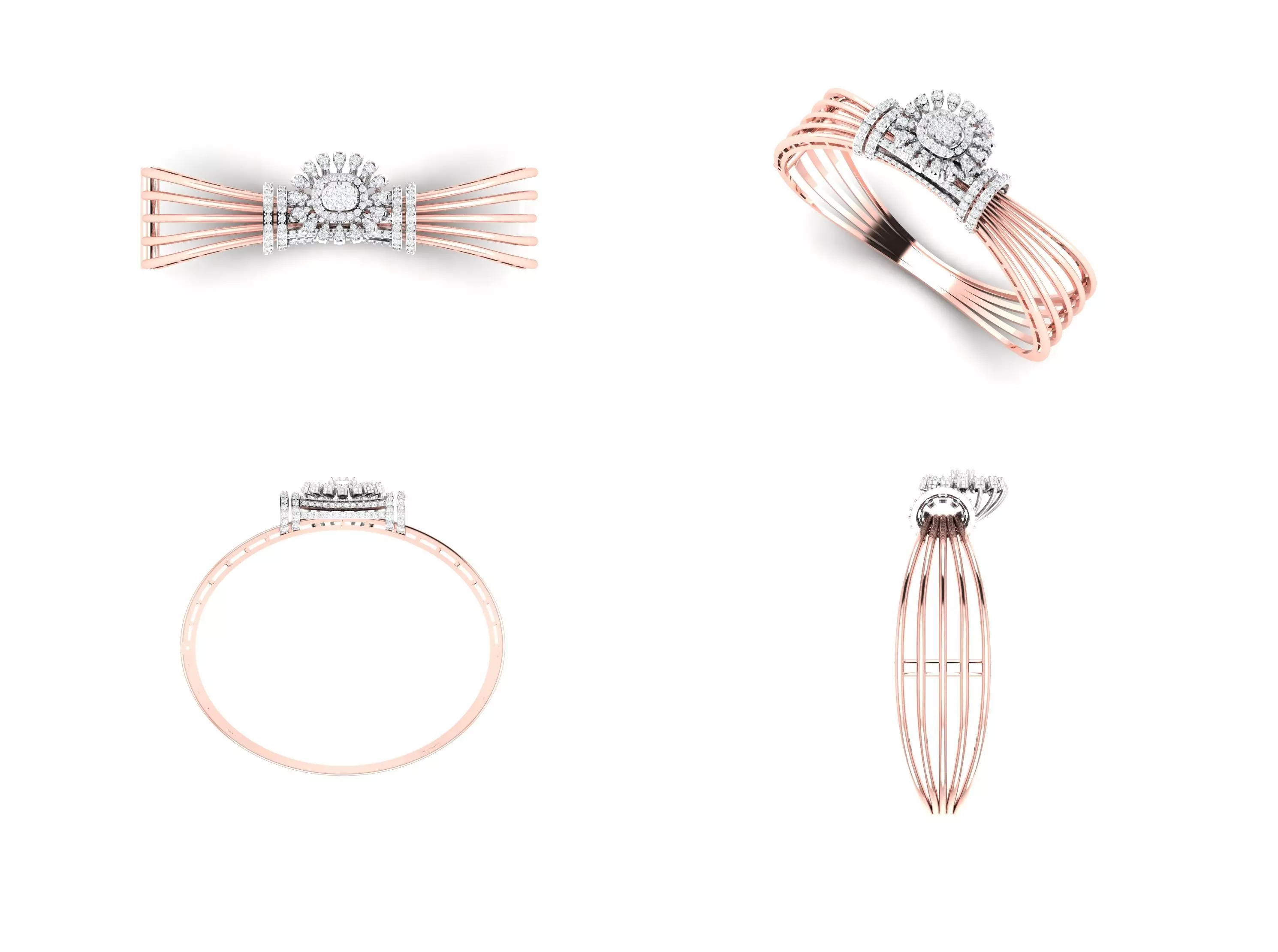 Rose Gold Diamond Woman Bracelet 3D Print Model 3D print model