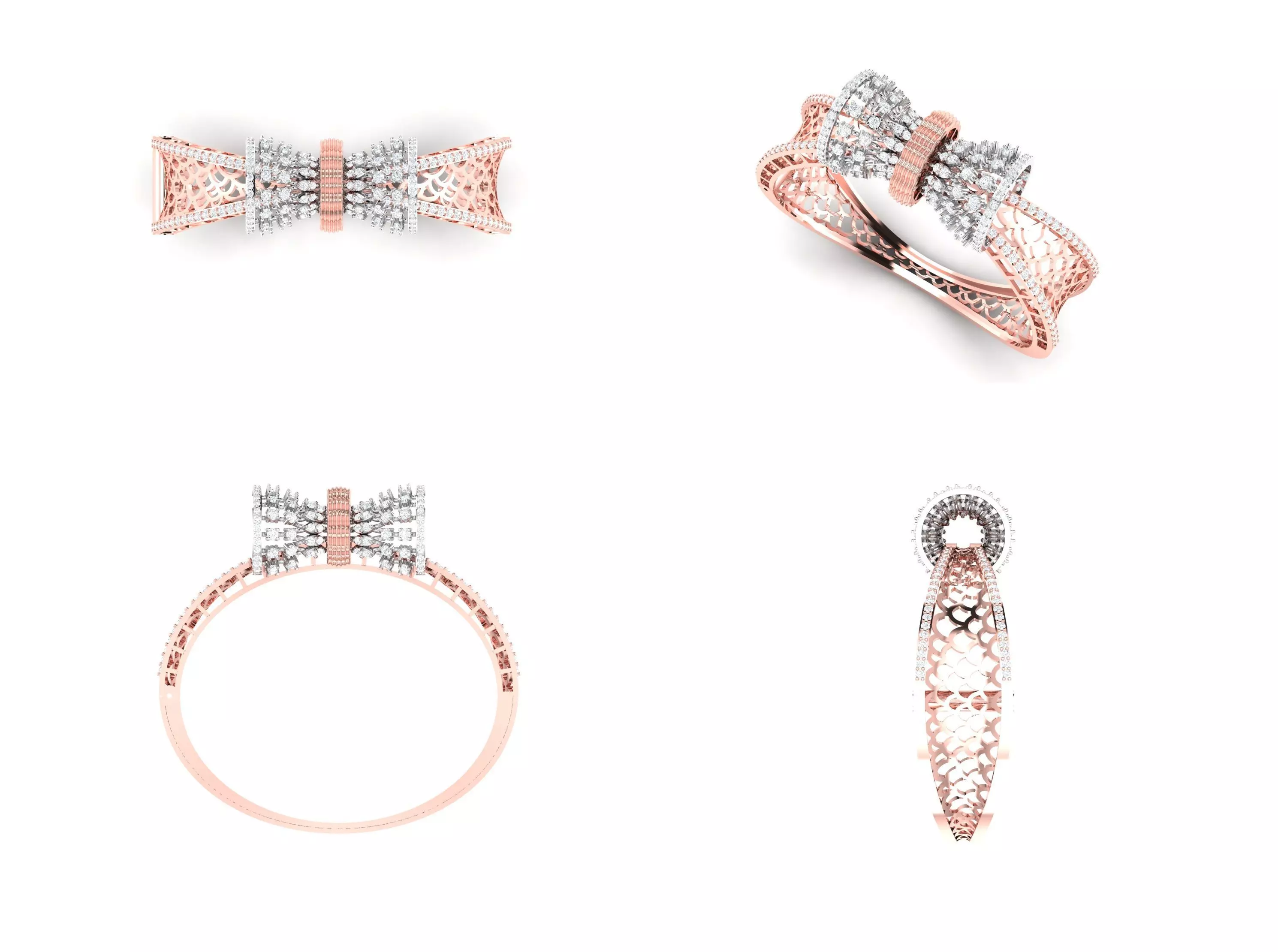 Rose Gold Diamond Woman Bracelet 3D Print Model 3D print model