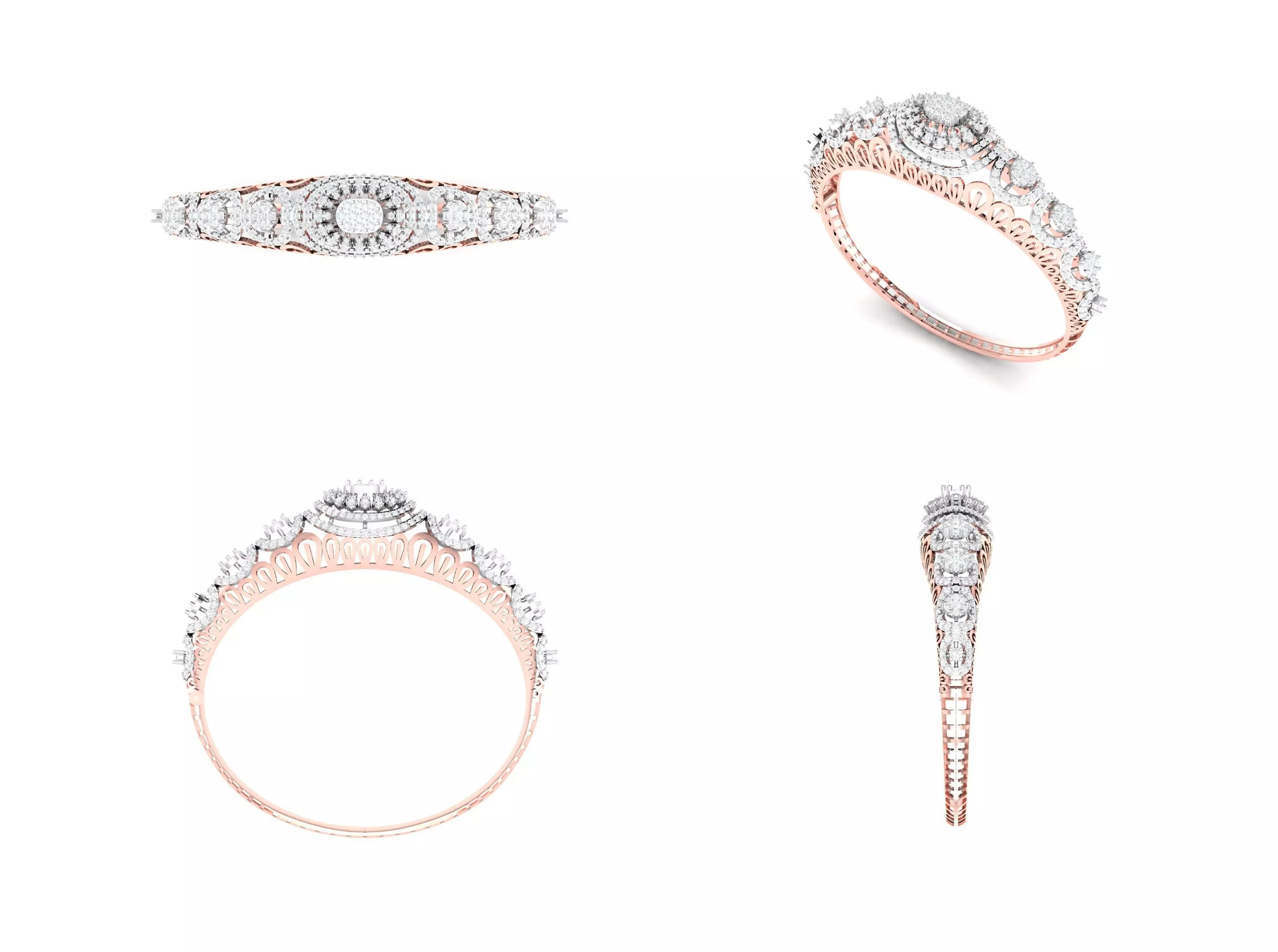 Rose Gold Diamond Woman Bracelet 3D Print Model 3D print model