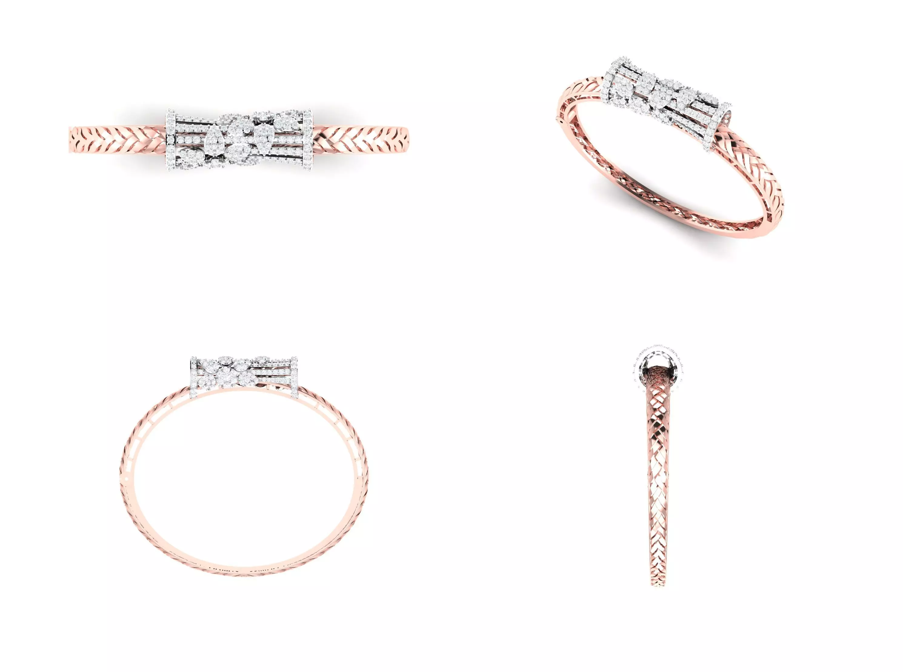 Rose Gold Diamond Woman Bracelet 3D Print Model 3D print model