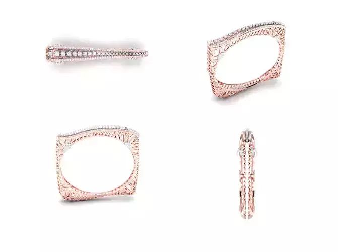 Rose Gold Diamond Woman Bracelet 3D Print Model