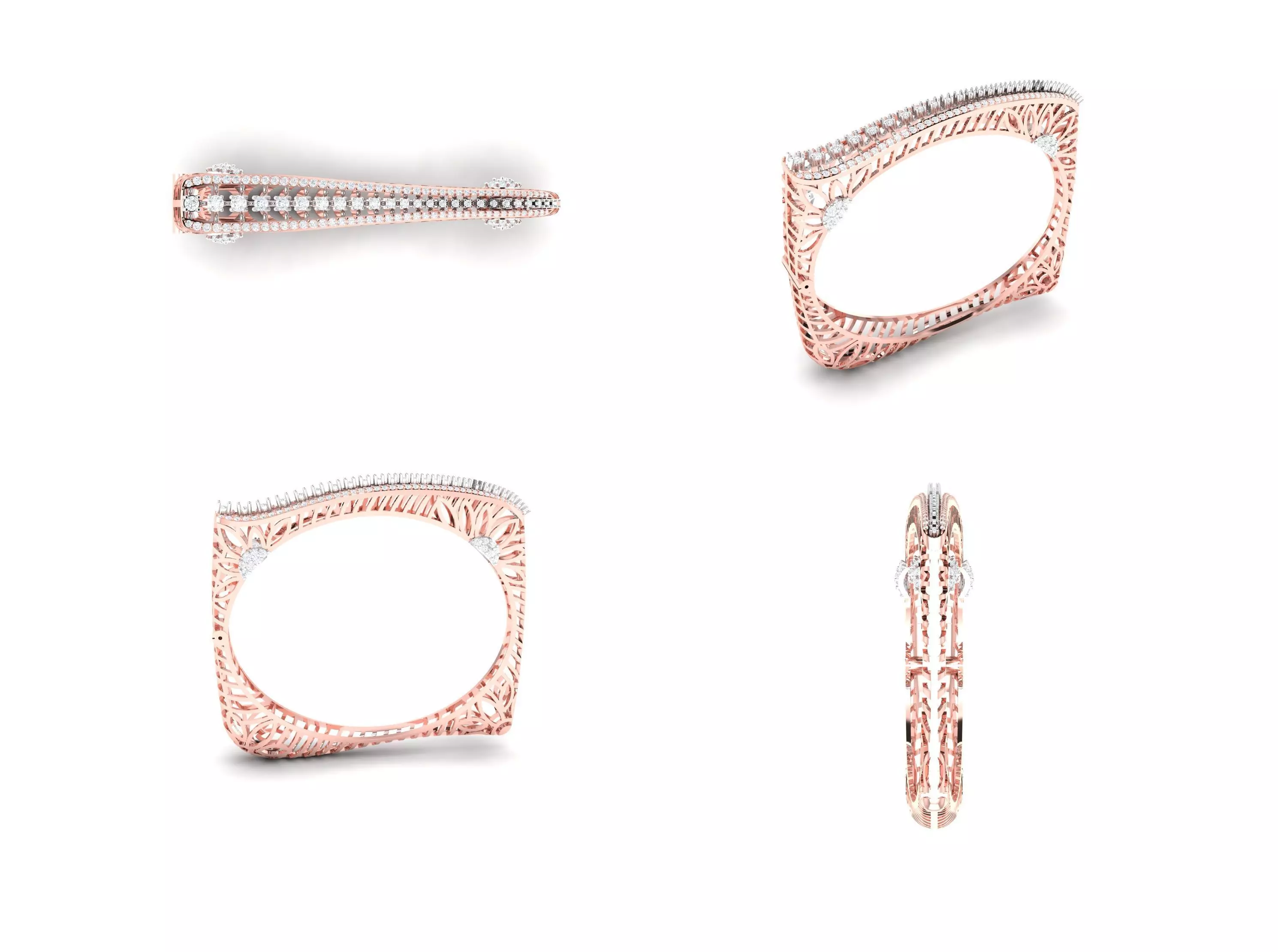 Rose Gold Diamond Woman Bracelet 3D Print Model 3D print model