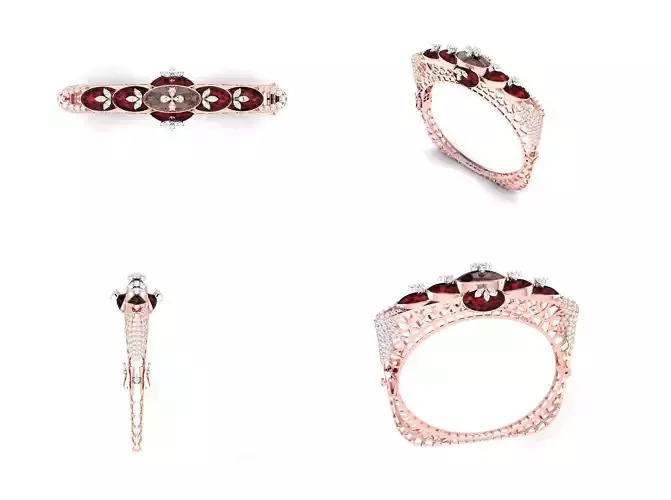 Rose Gold Diamond Woman Bracelet 3D Print Model