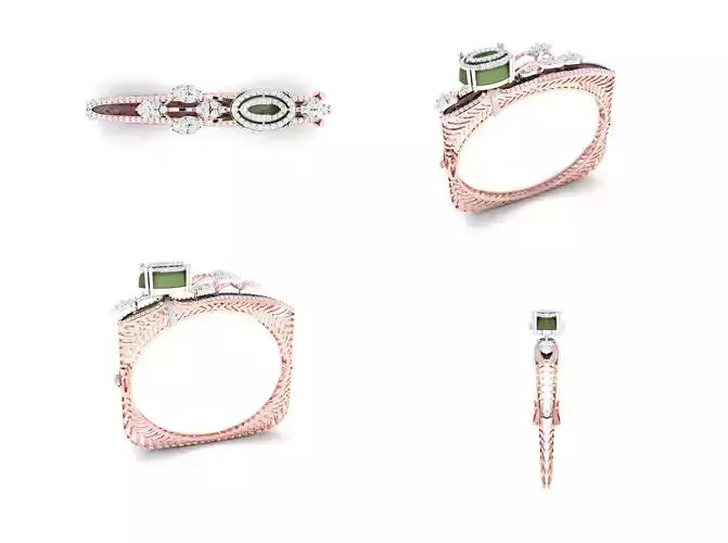 Rose Gold Diamond Woman Bracelet 3D Print Model