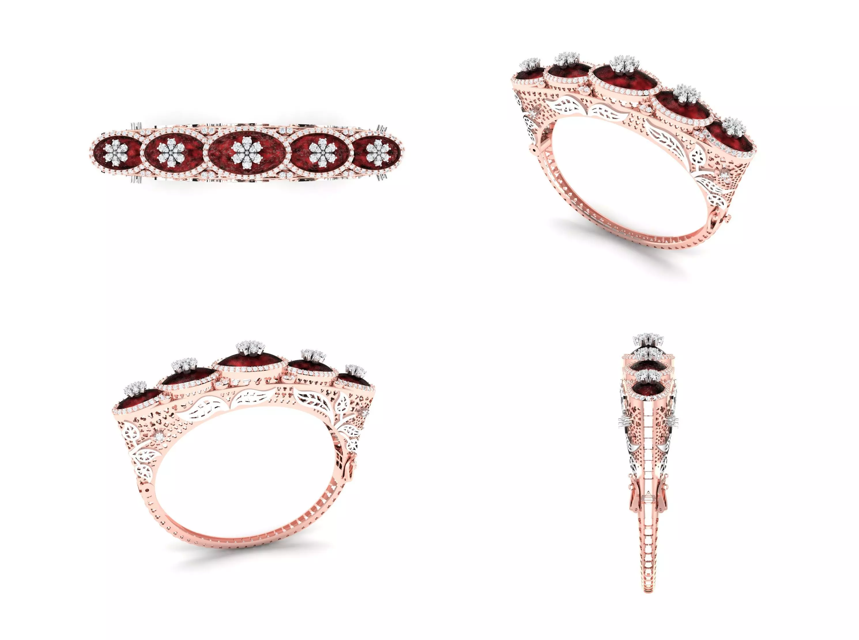 Rose Gold Diamond Woman Bracelet 3D Print Model 3D print model