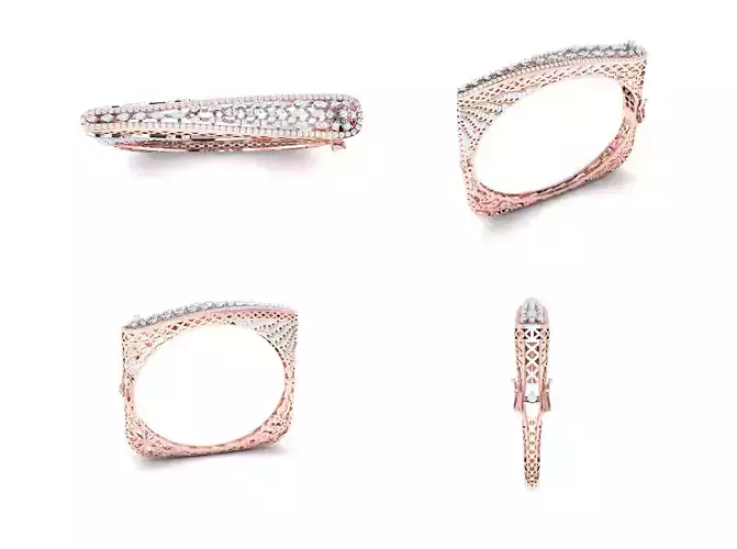 Rose Gold Diamond Woman Bracelet 3D Print Model