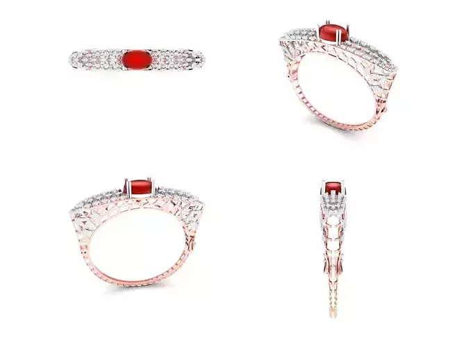 Rose Gold Diamond Woman Bracelet 3D Print Model