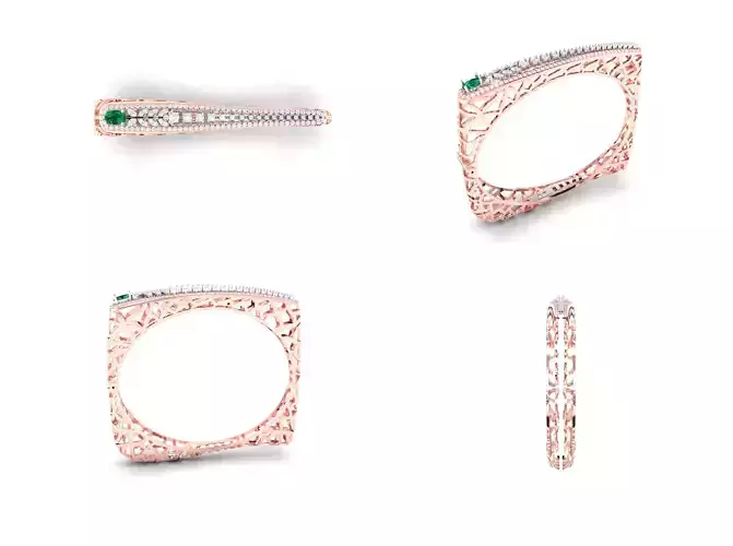 Rose Gold Diamond Woman Bracelet 3D Print Model