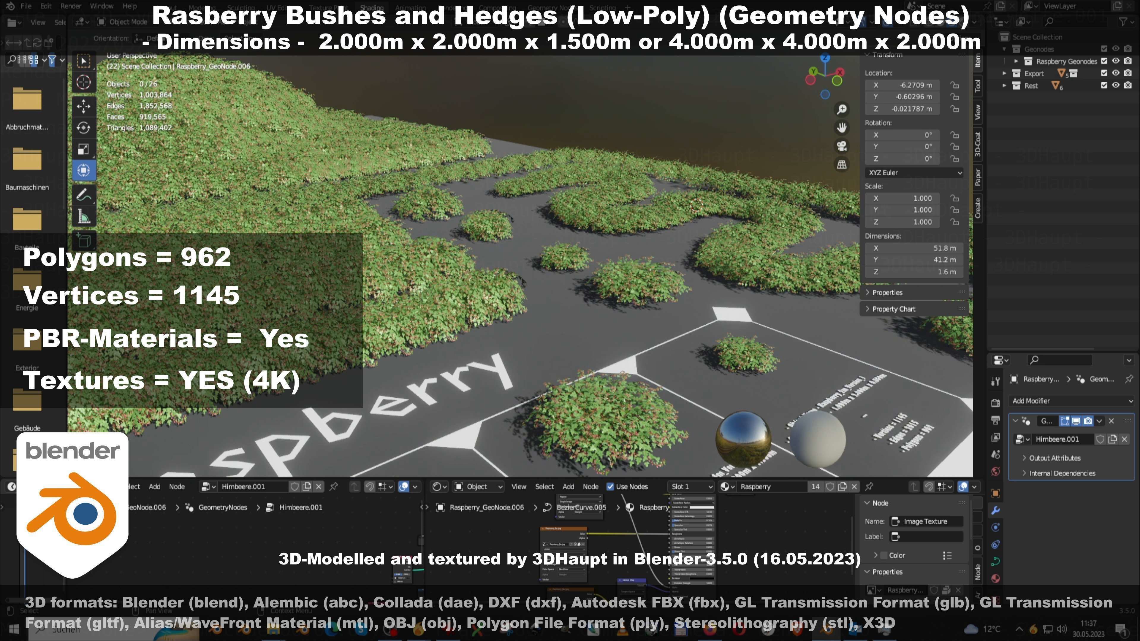 Low-Poly Rasberry Bushes and Hedges Low-poly 3D model_106
