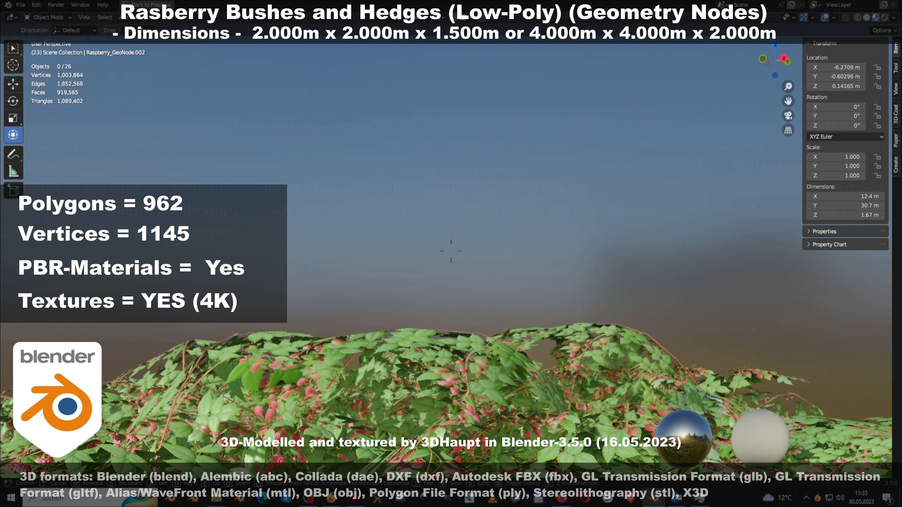 Low-Poly Rasberry Bushes and Hedges Low-poly 3D model_60