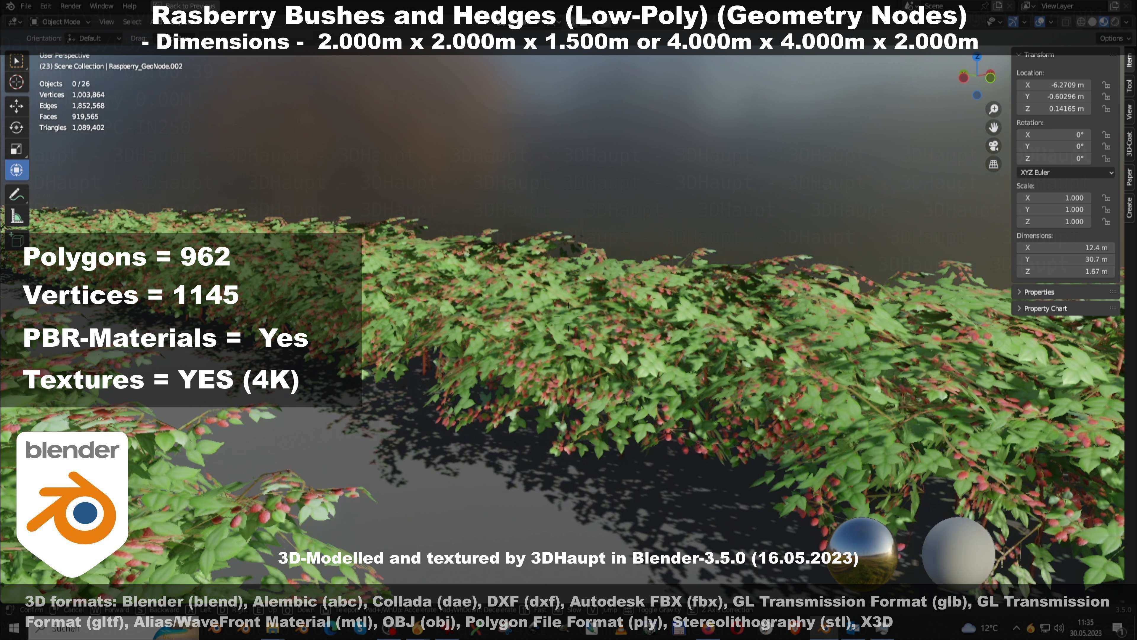 Low-Poly Rasberry Bushes and Hedges Low-poly 3D model_57