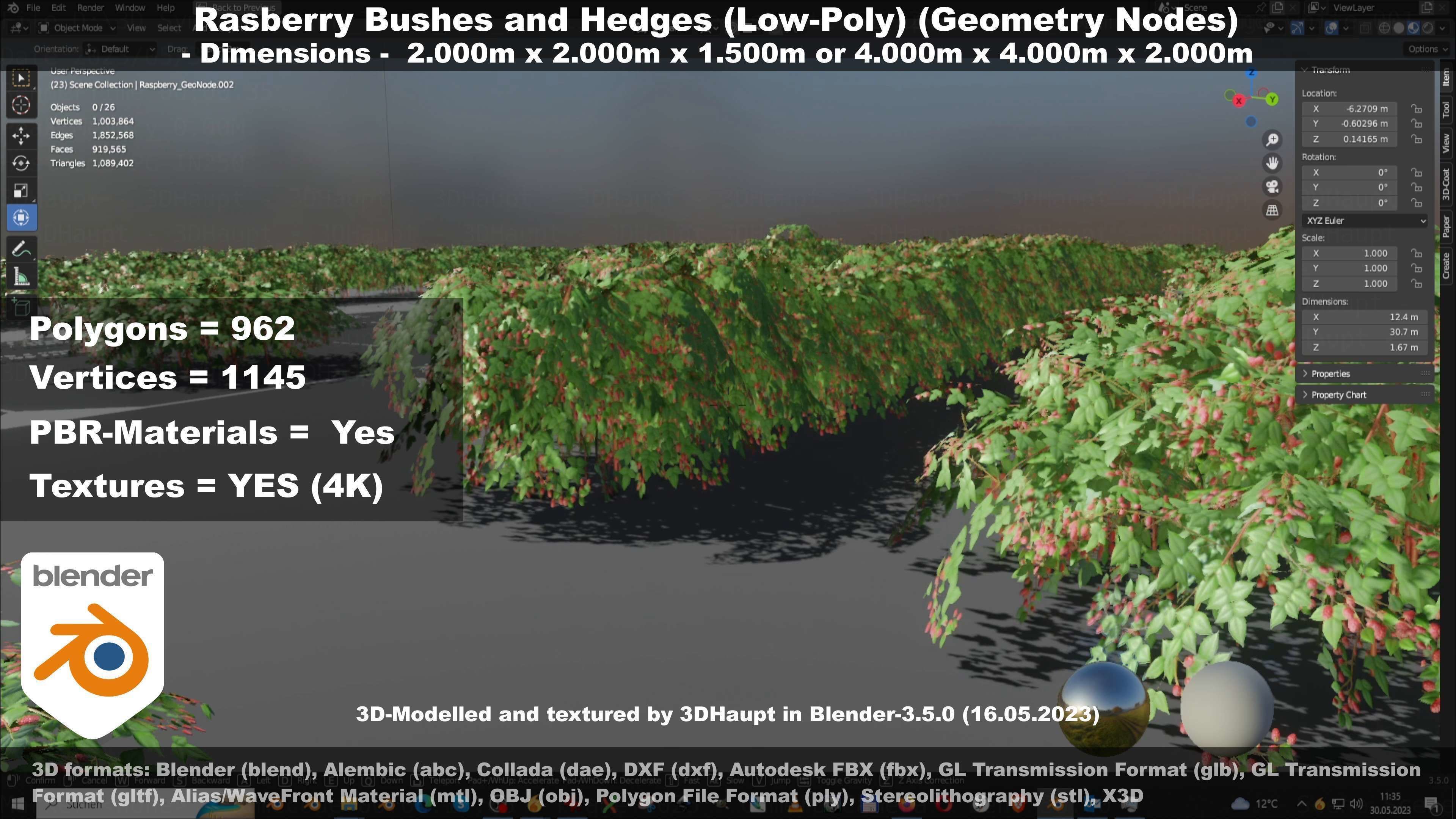 Low-Poly Rasberry Bushes and Hedges Low-poly 3D model_63