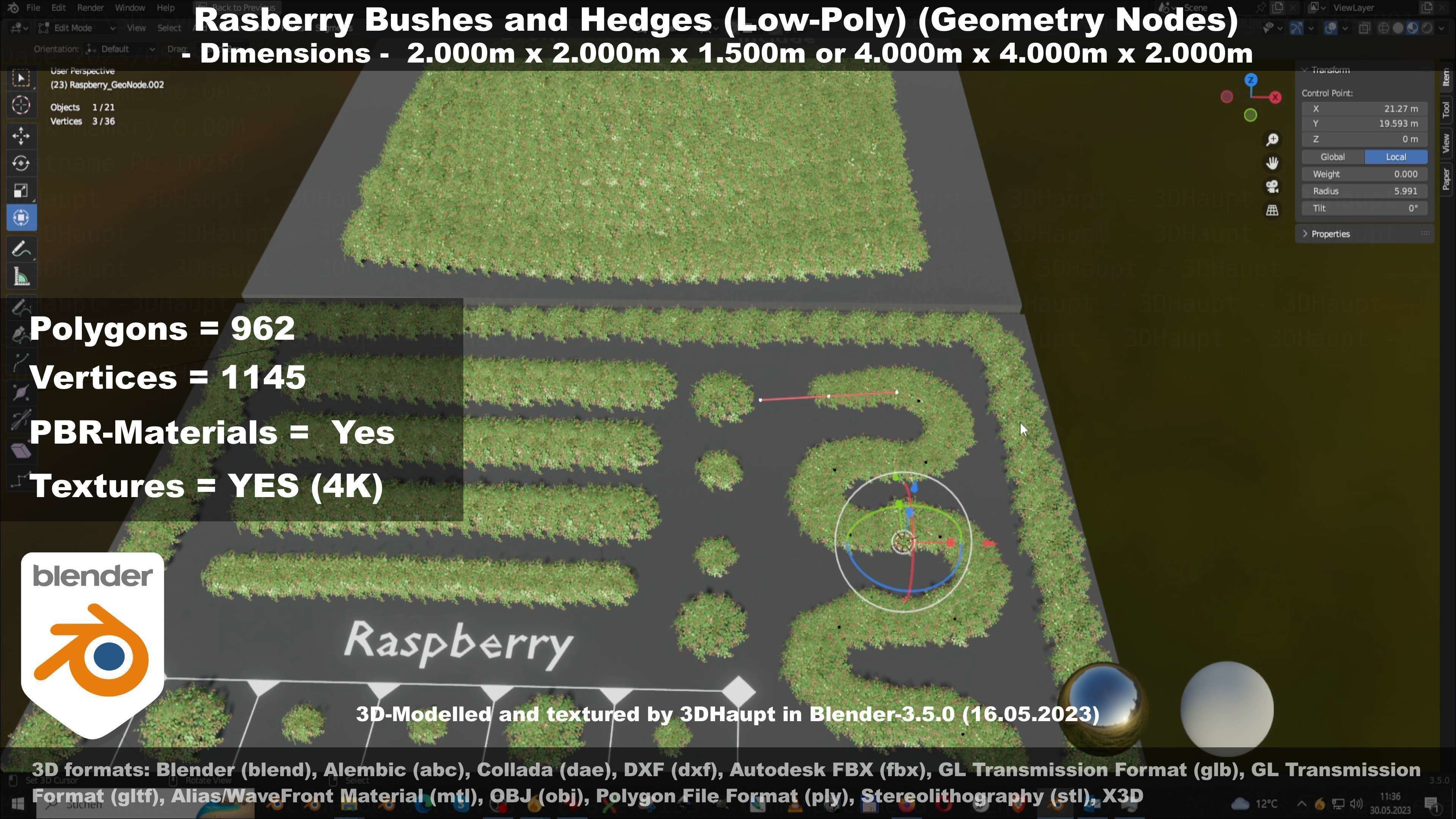Low-Poly Rasberry Bushes and Hedges Low-poly 3D model_73