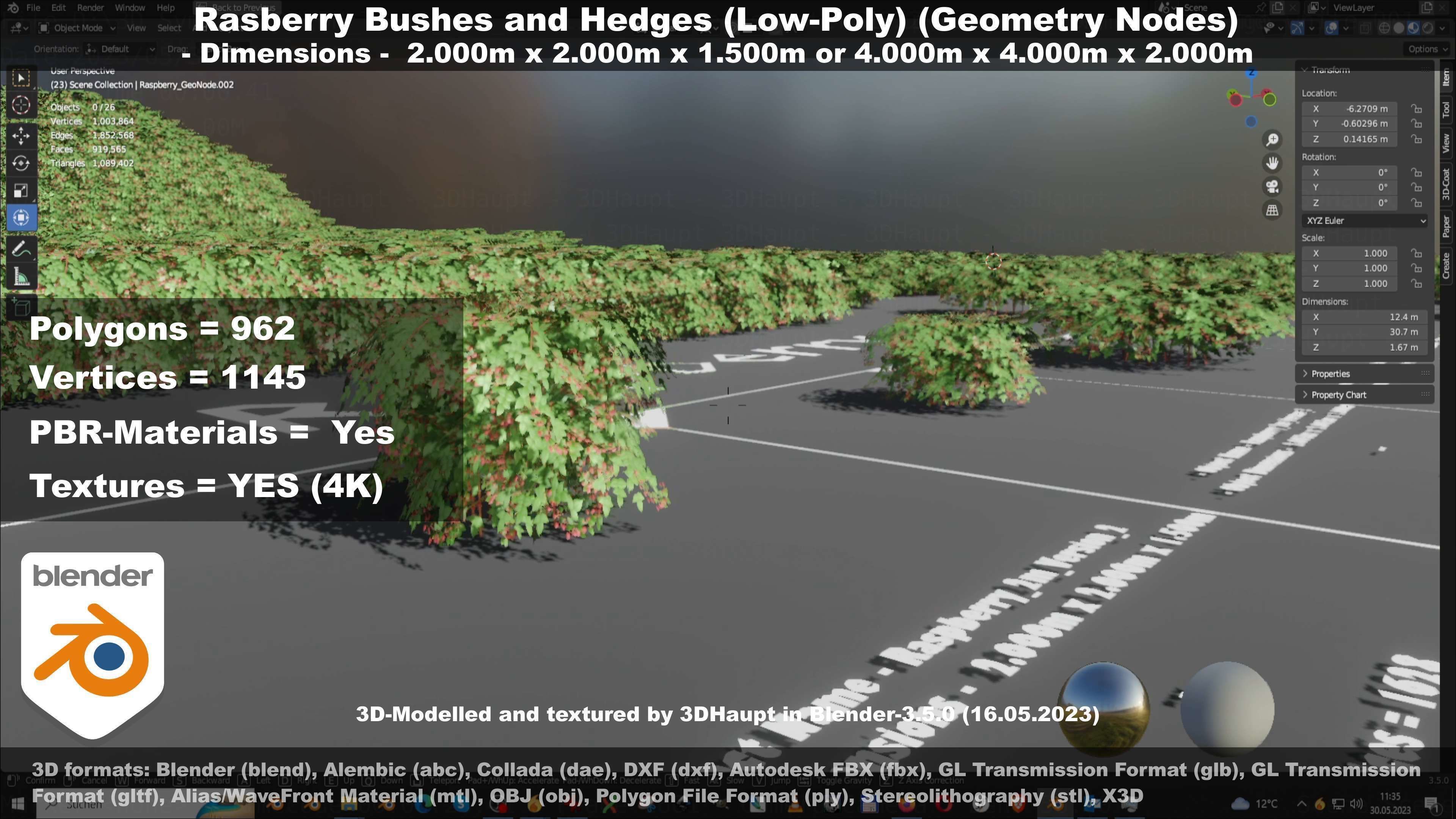 Low-Poly Rasberry Bushes and Hedges Low-poly 3D model_118