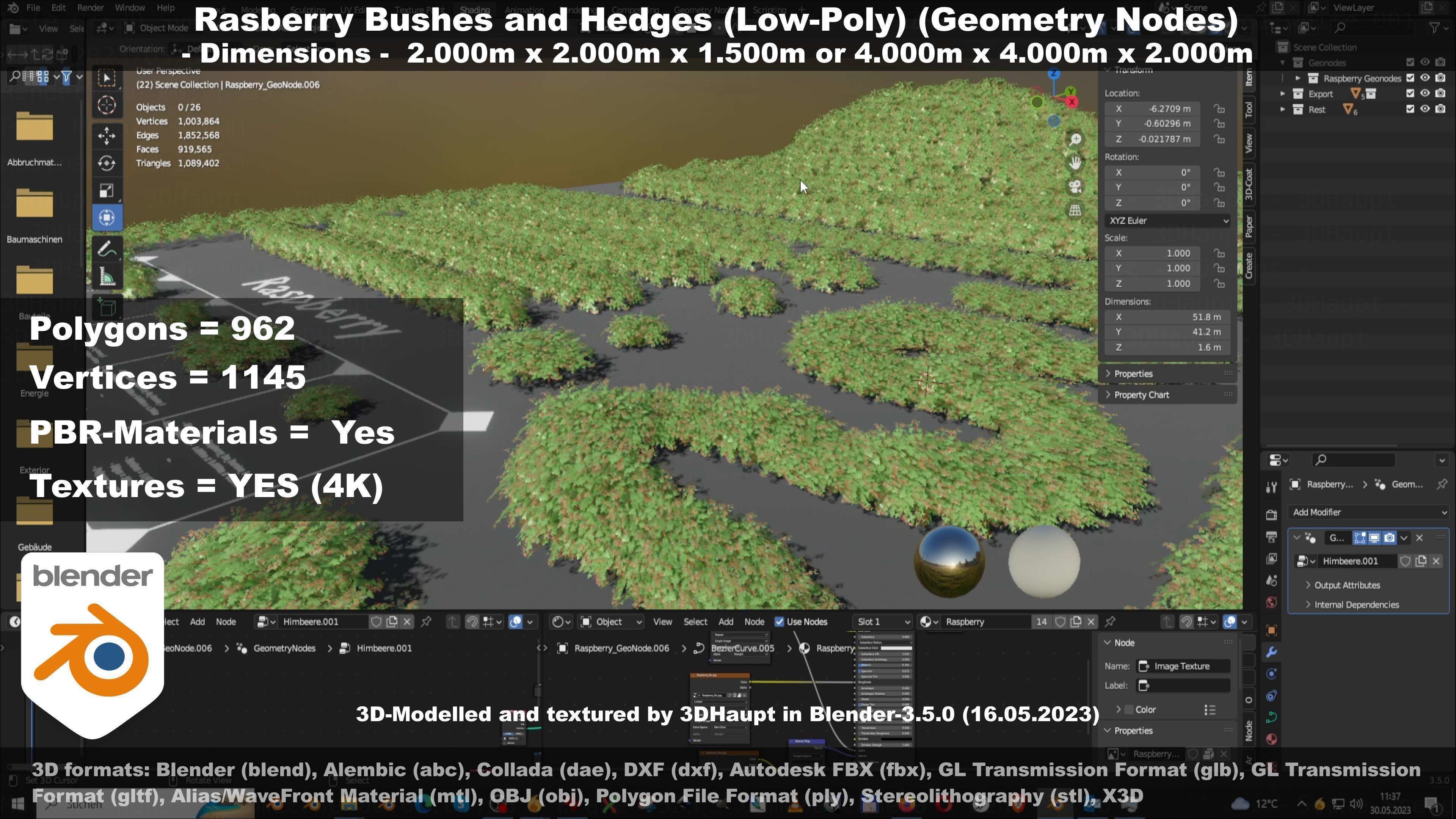 Low-Poly Rasberry Bushes and Hedges Low-poly 3D model_25