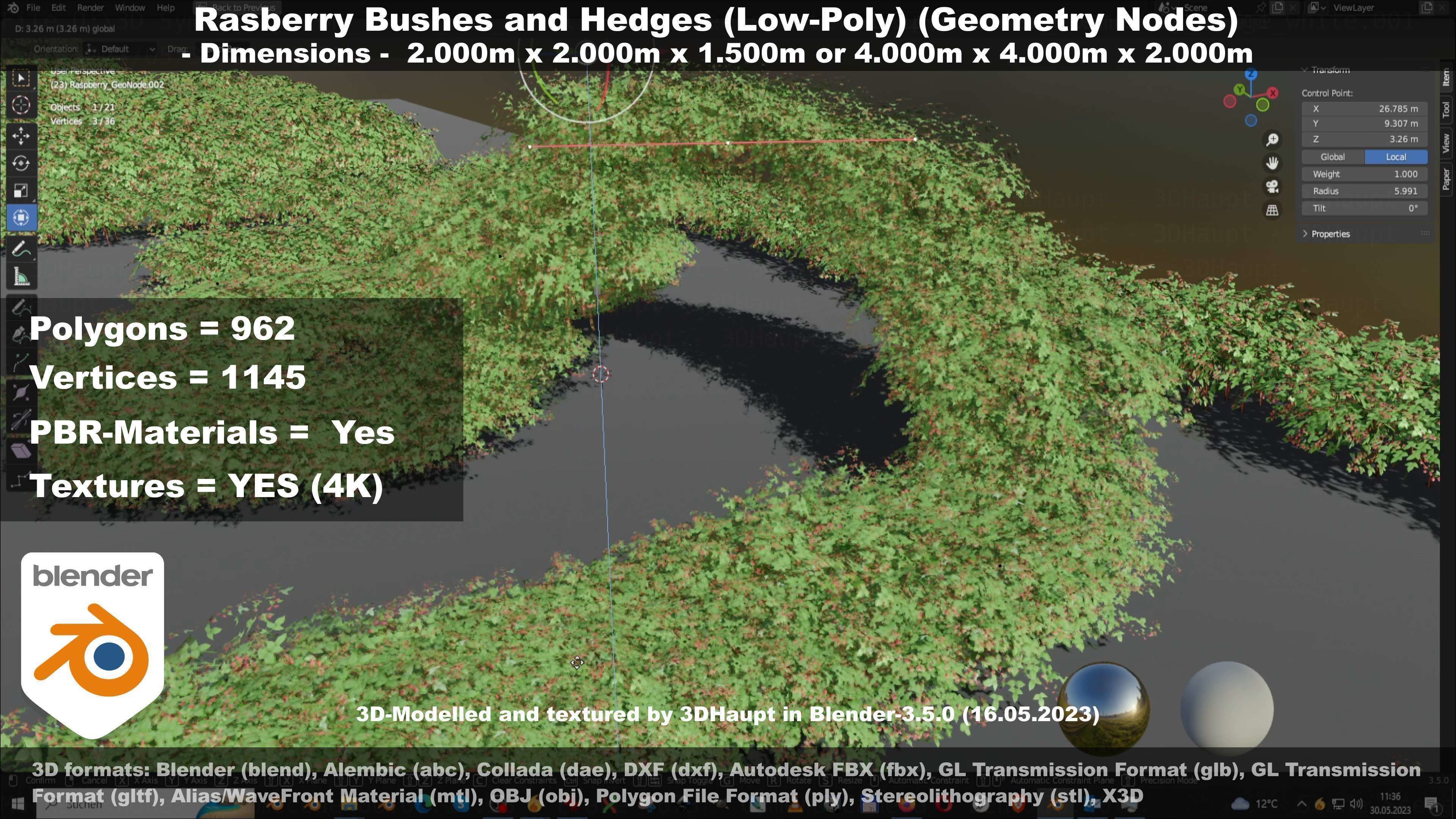 Low-Poly Rasberry Bushes and Hedges Low-poly 3D model_51