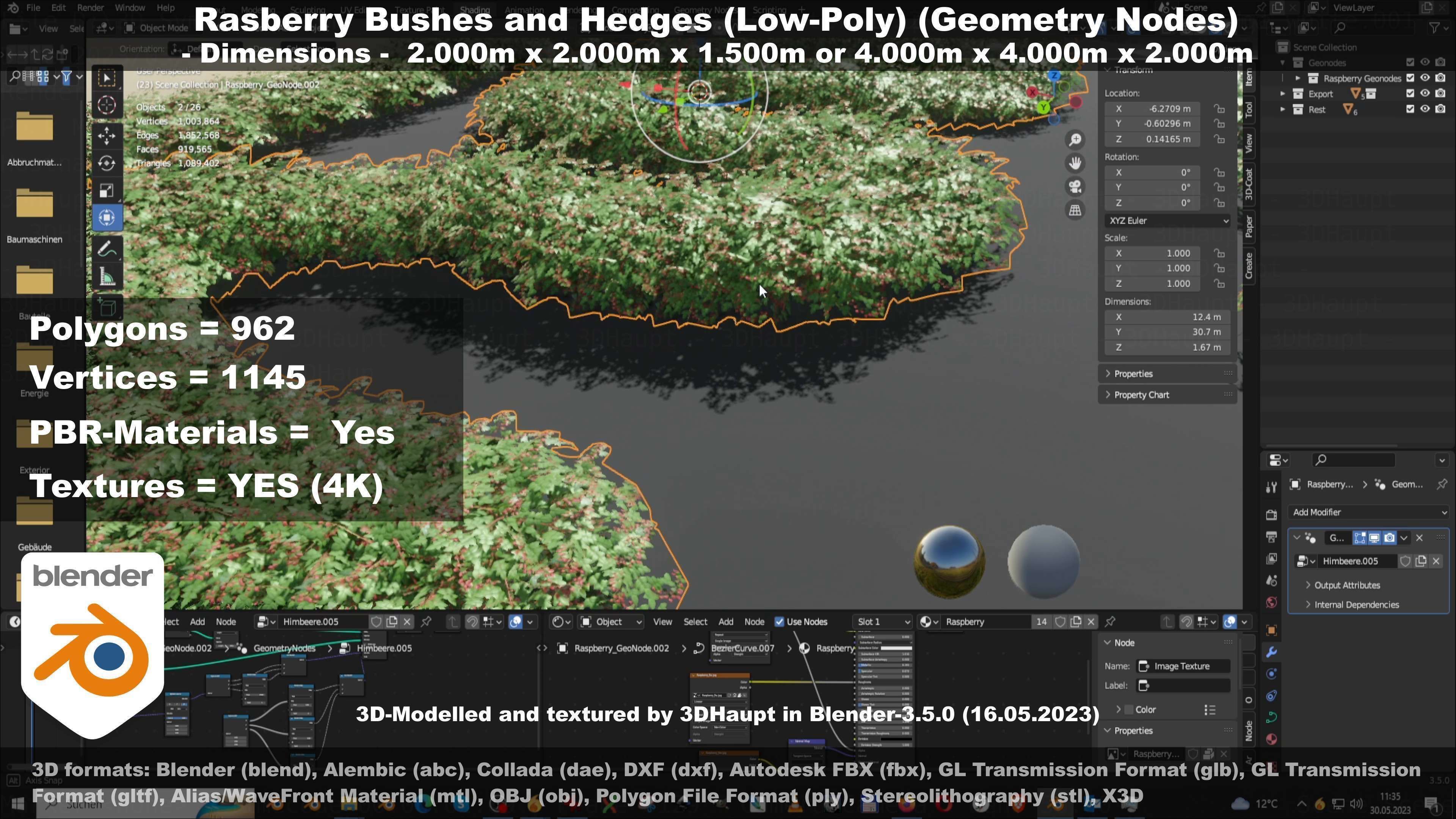 Low-Poly Rasberry Bushes and Hedges Low-poly 3D model_124