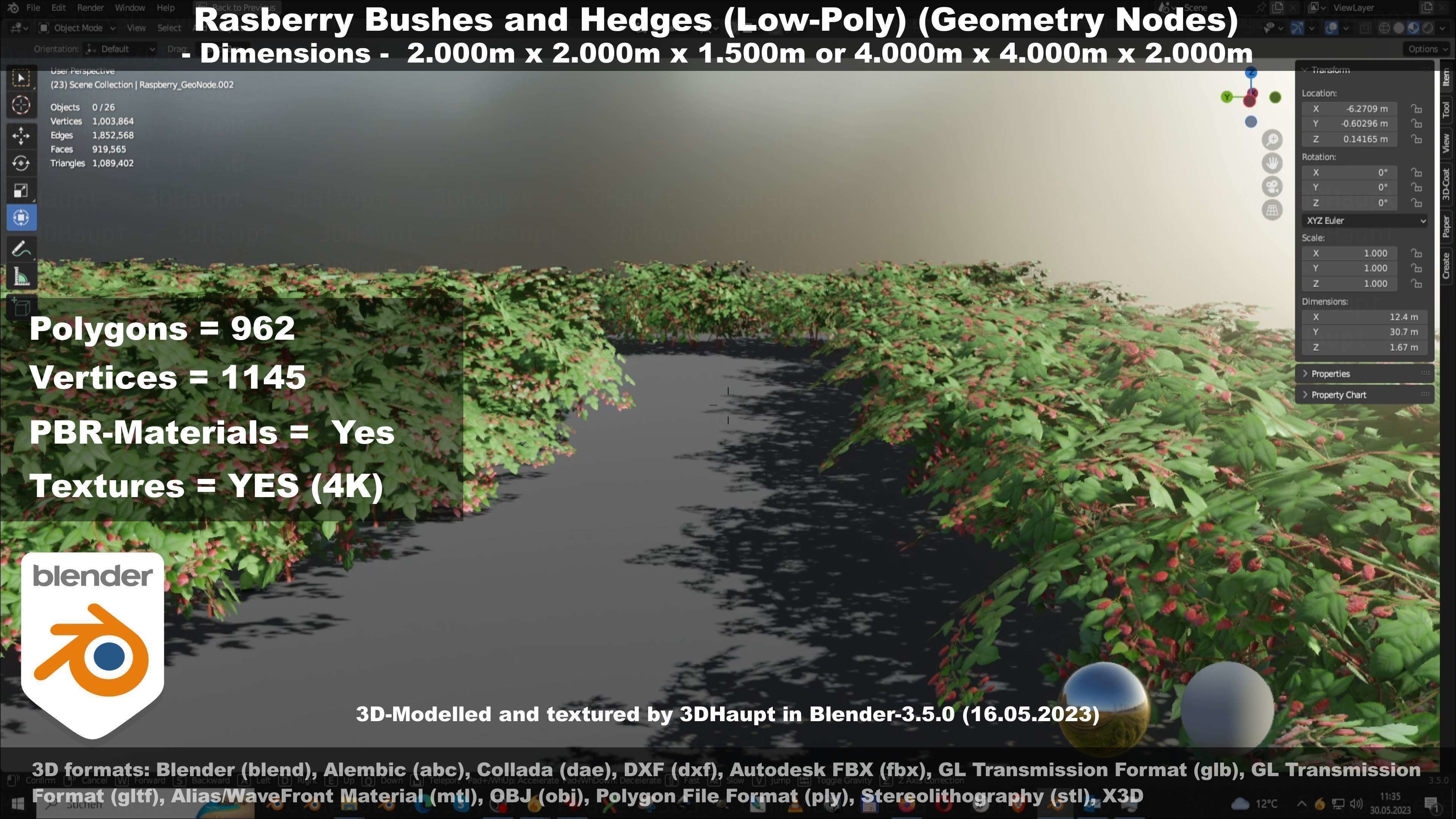 Low-Poly Rasberry Bushes and Hedges Low-poly 3D model_56