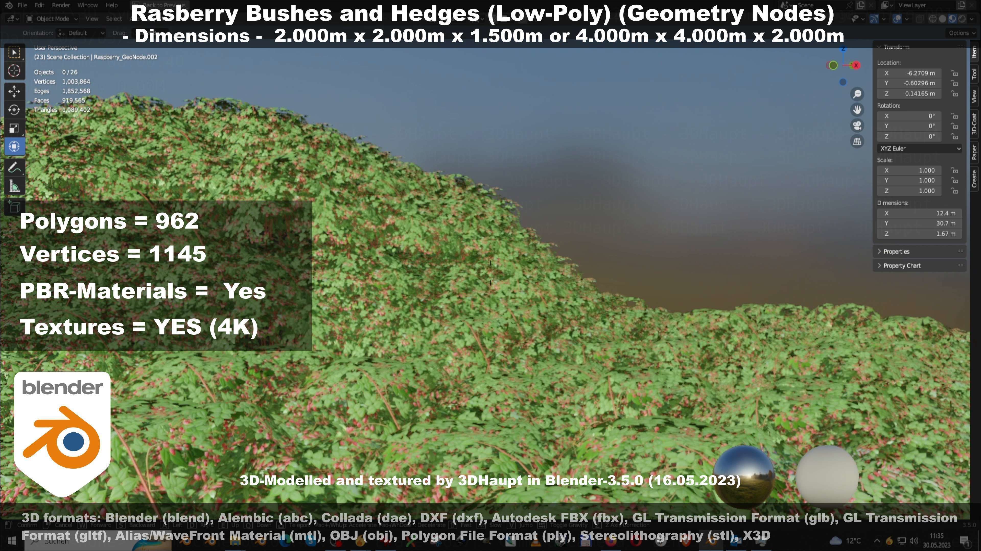 Low-Poly Rasberry Bushes and Hedges Low-poly 3D model_59