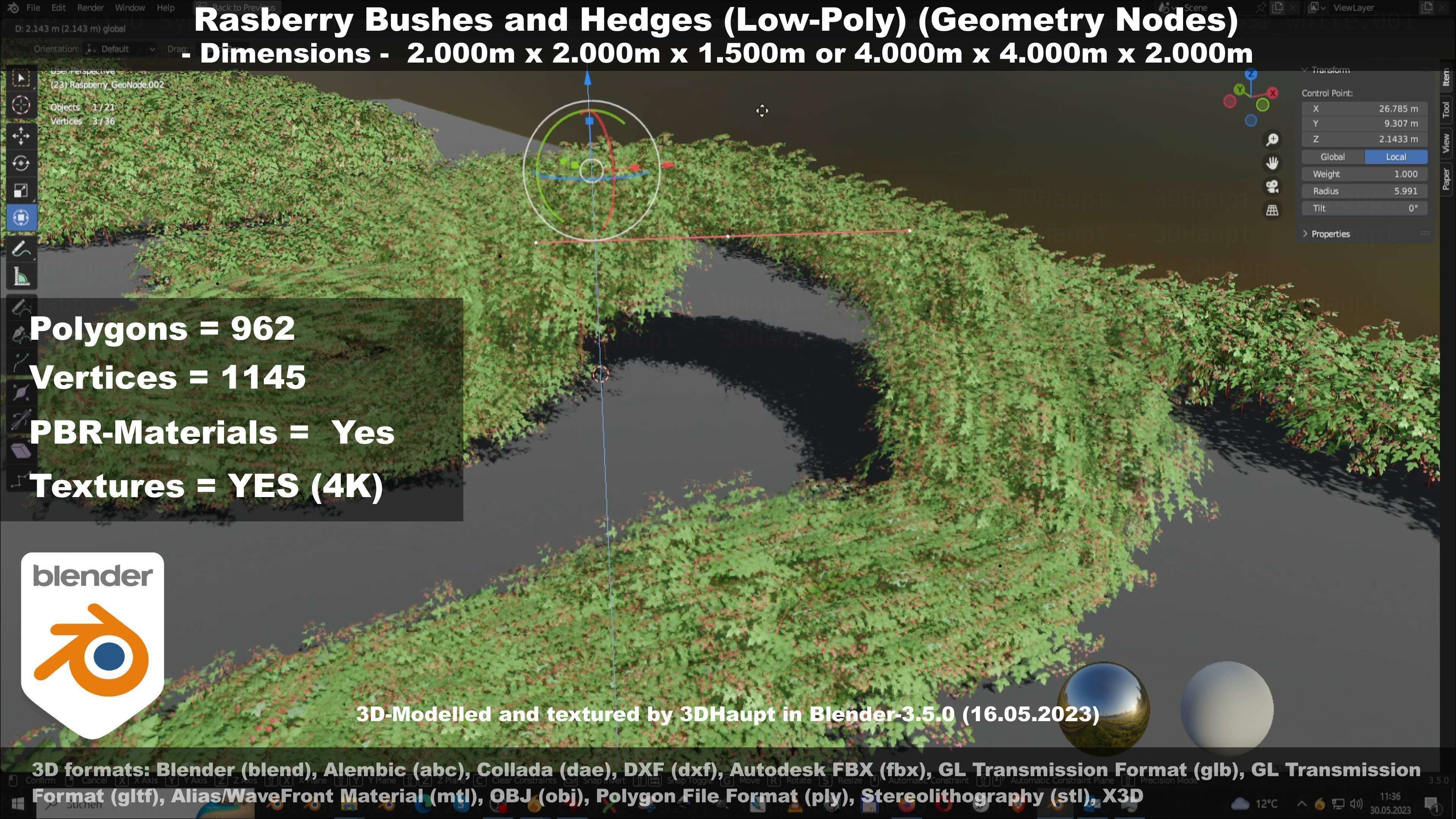 Low-Poly Rasberry Bushes and Hedges Low-poly 3D model_80