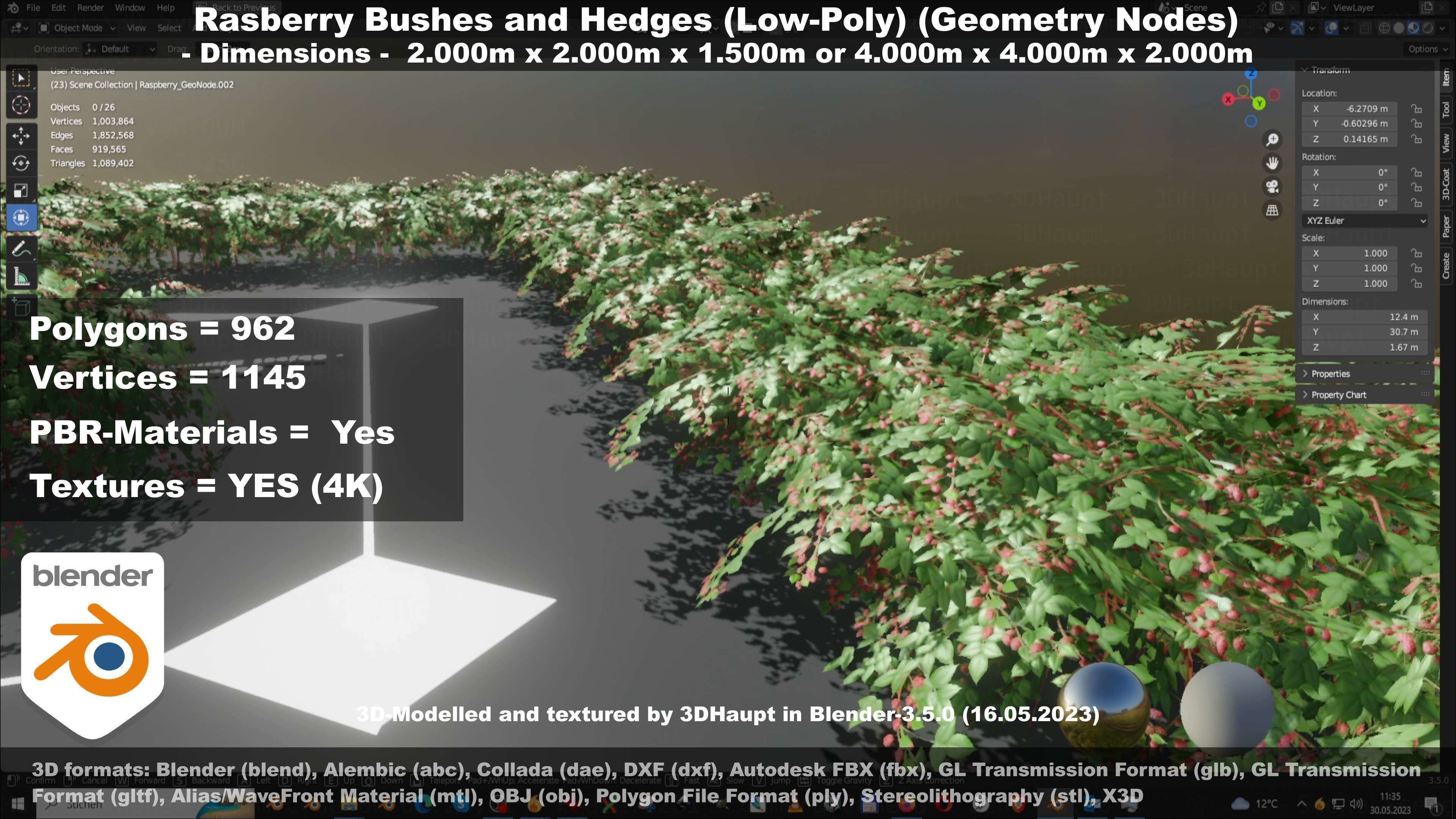 Low-Poly Rasberry Bushes and Hedges Low-poly 3D model_85