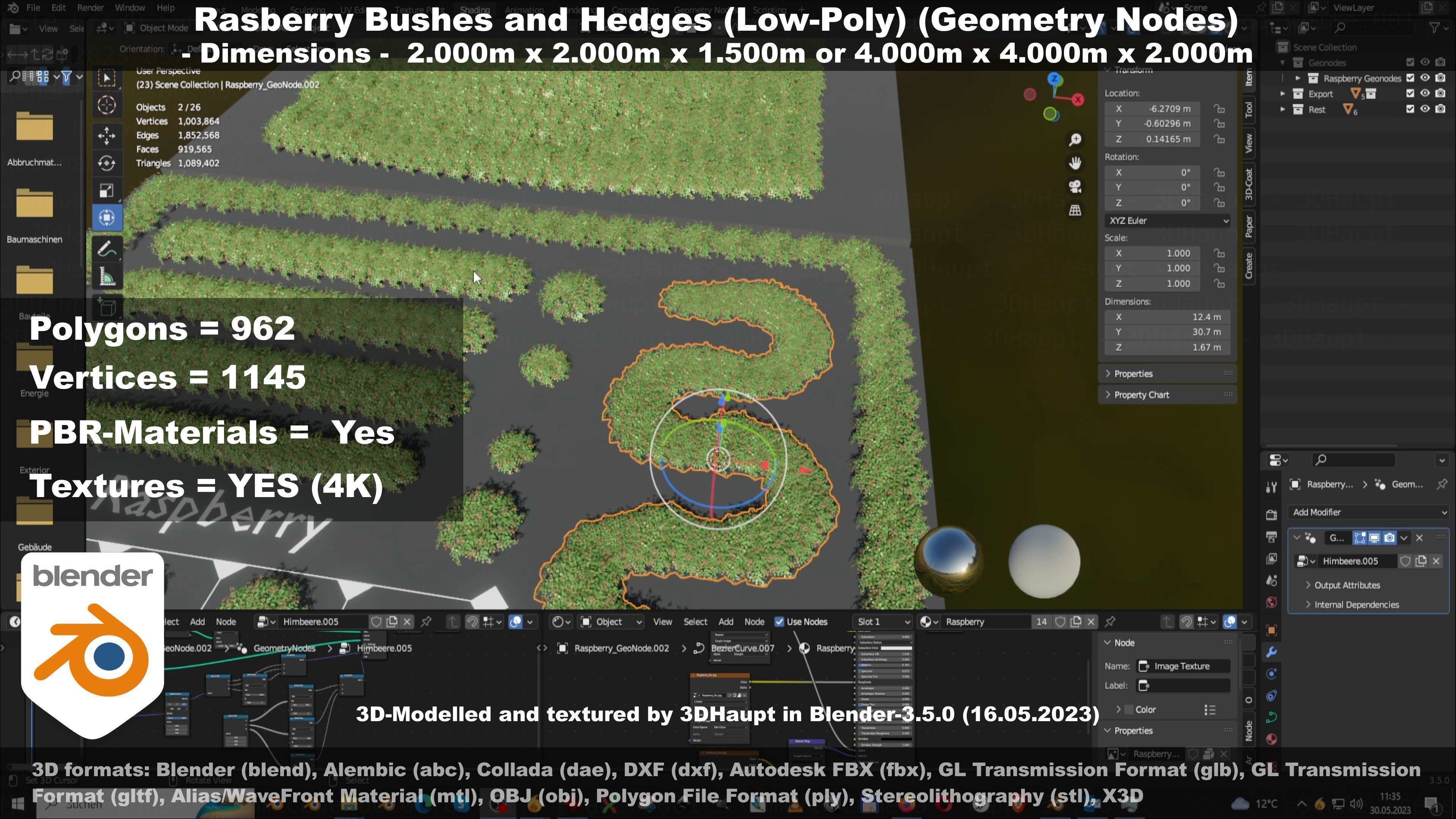 Low-Poly Rasberry Bushes and Hedges Low-poly 3D model_36