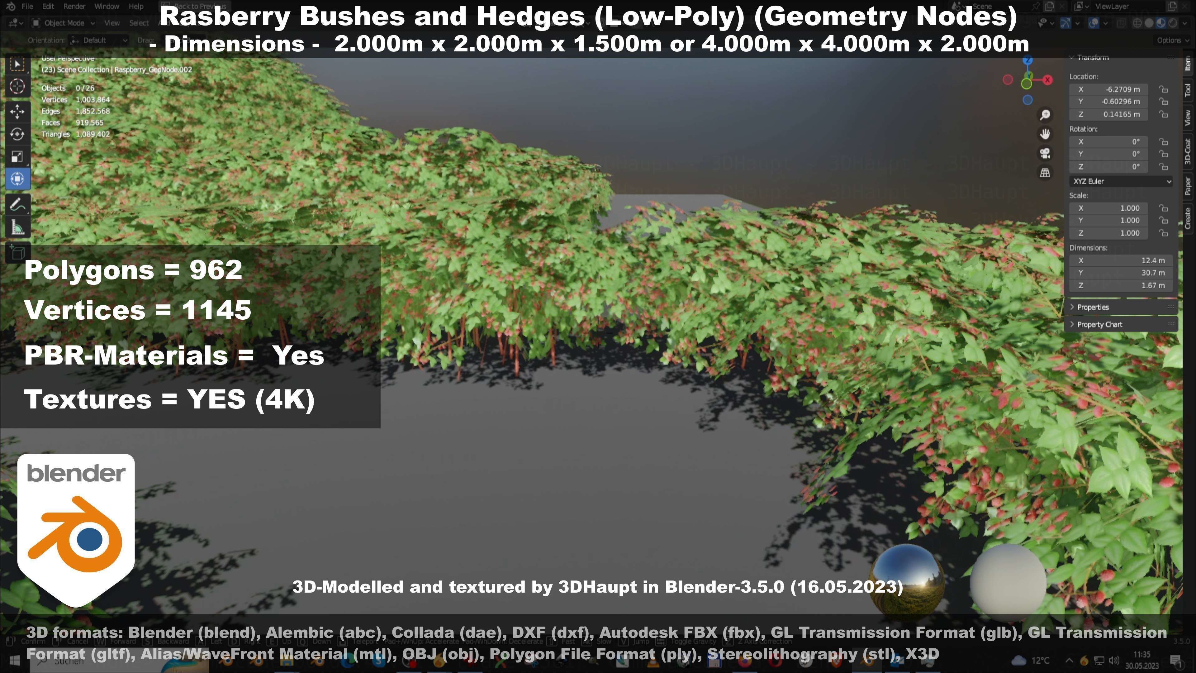 Low-Poly Rasberry Bushes and Hedges Low-poly 3D model_58