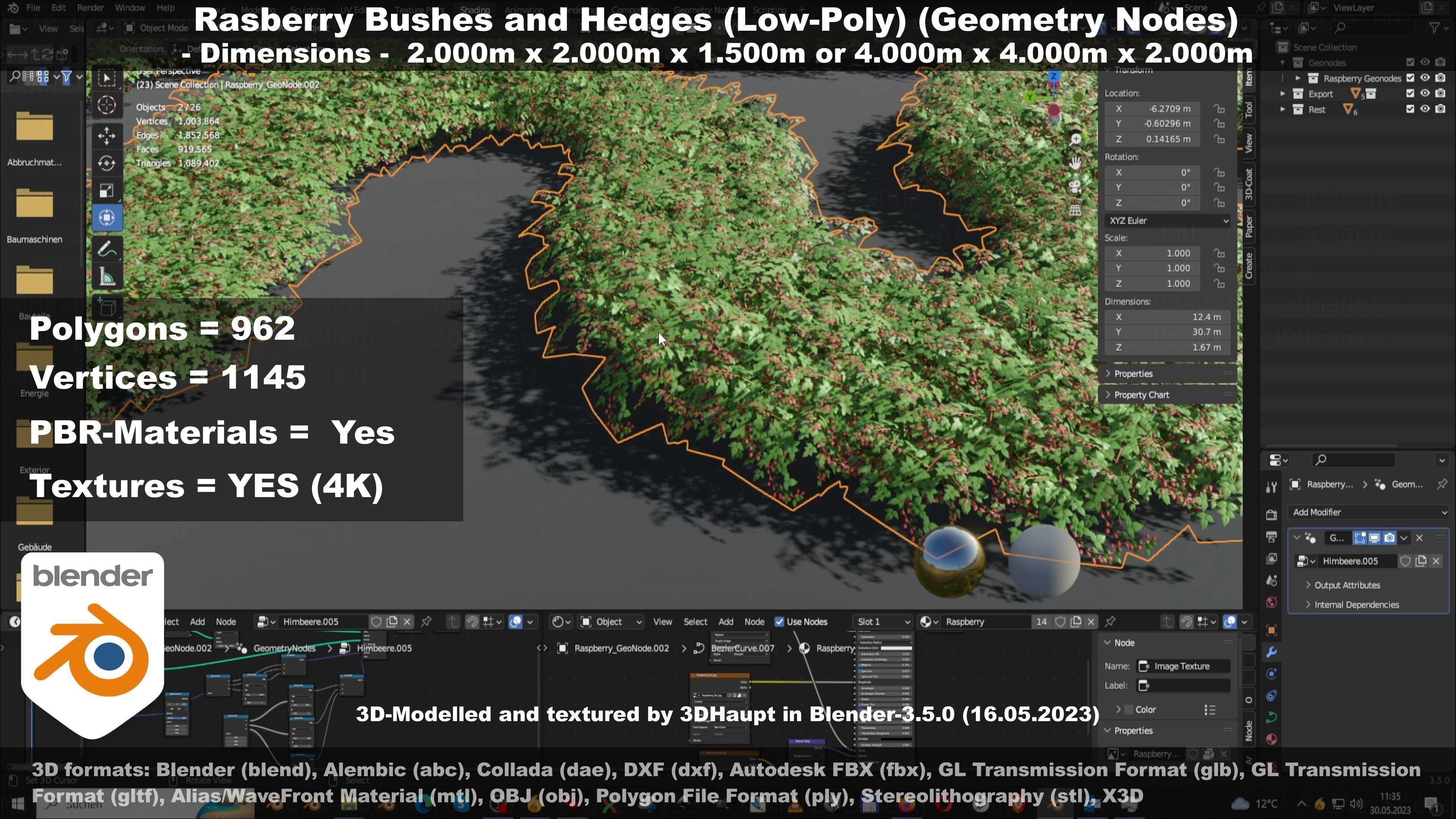 Low-Poly Rasberry Bushes and Hedges Low-poly 3D model_37