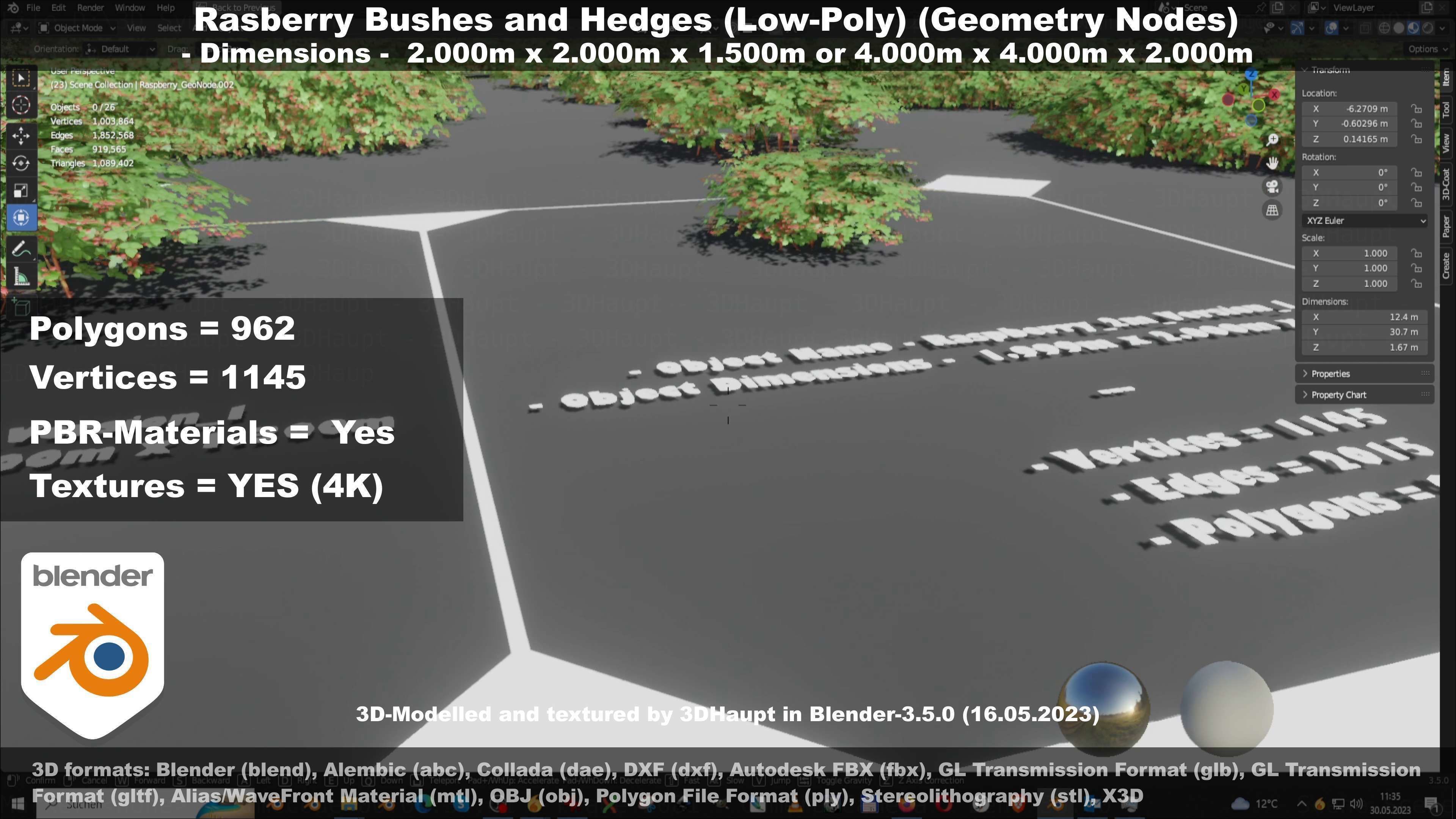 Low-Poly Rasberry Bushes and Hedges Low-poly 3D model_54