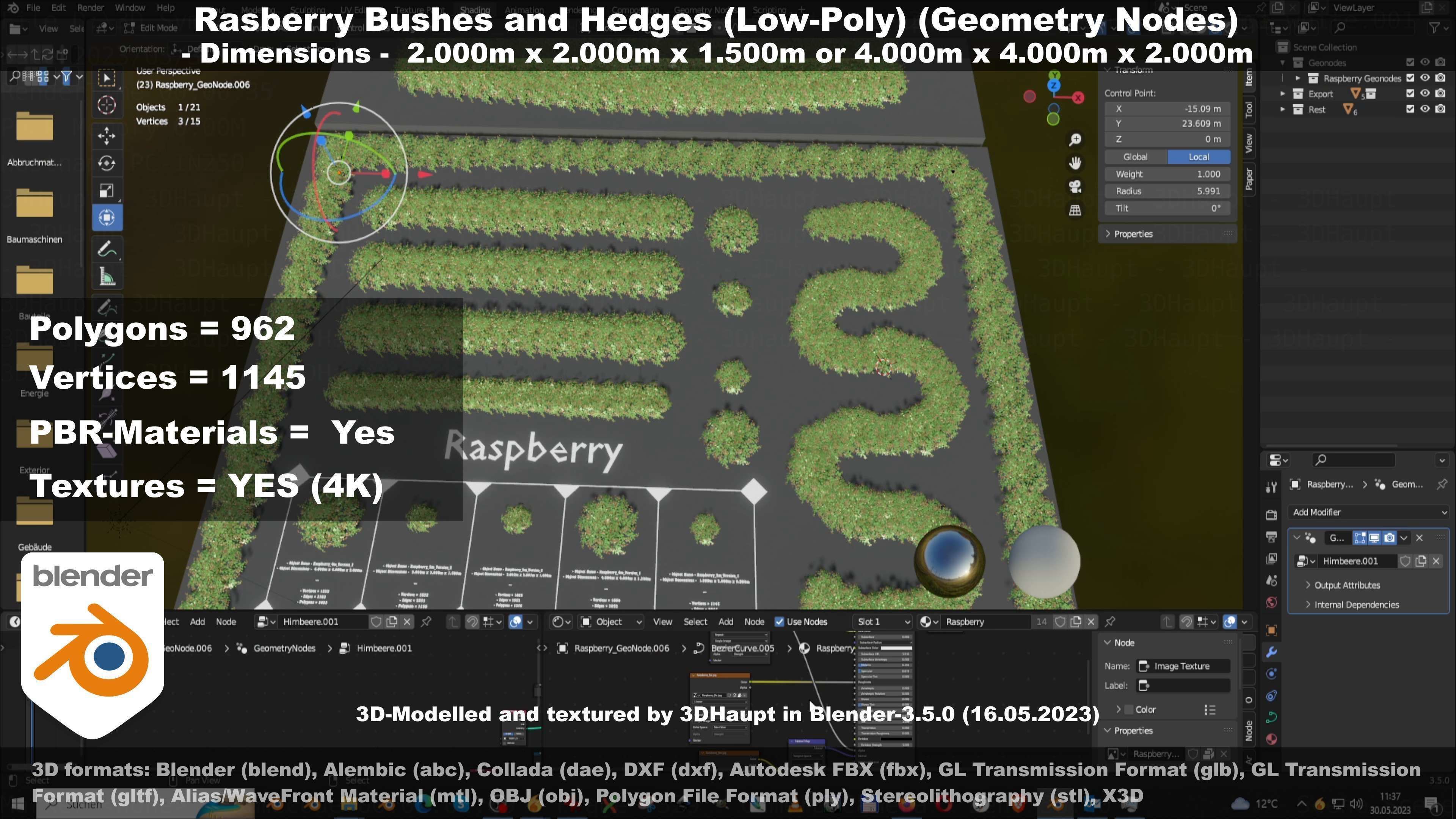 Low-Poly Rasberry Bushes and Hedges Low-poly 3D model_104