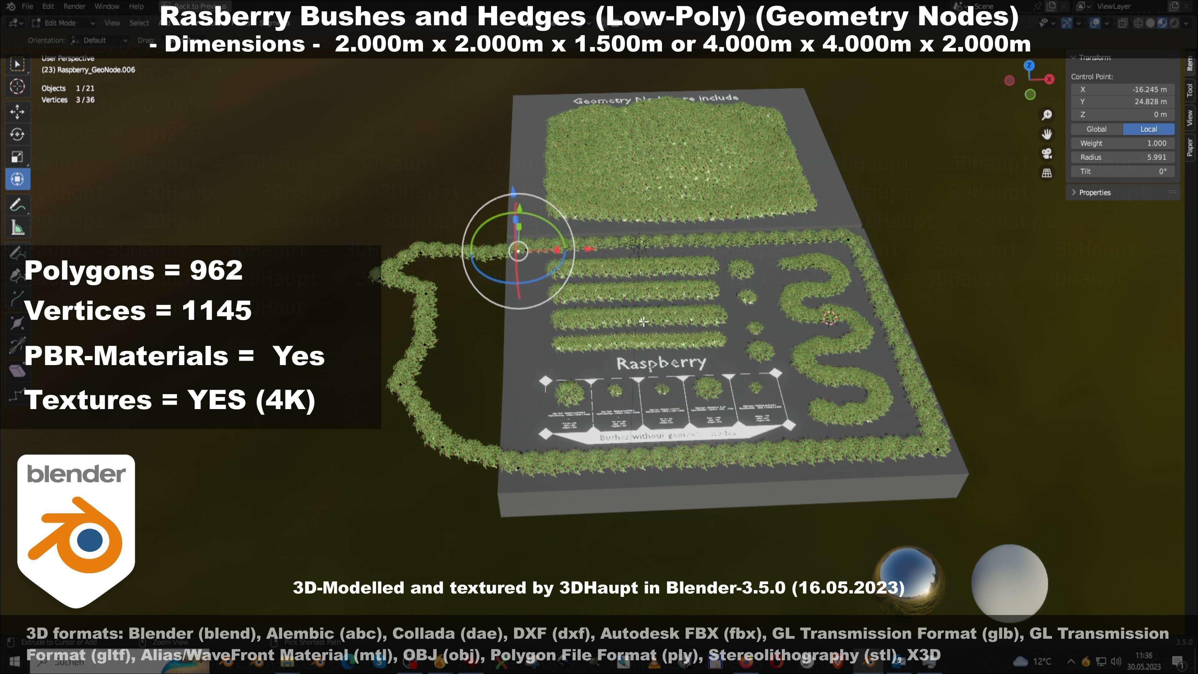 Low-Poly Rasberry Bushes and Hedges Low-poly 3D model_101