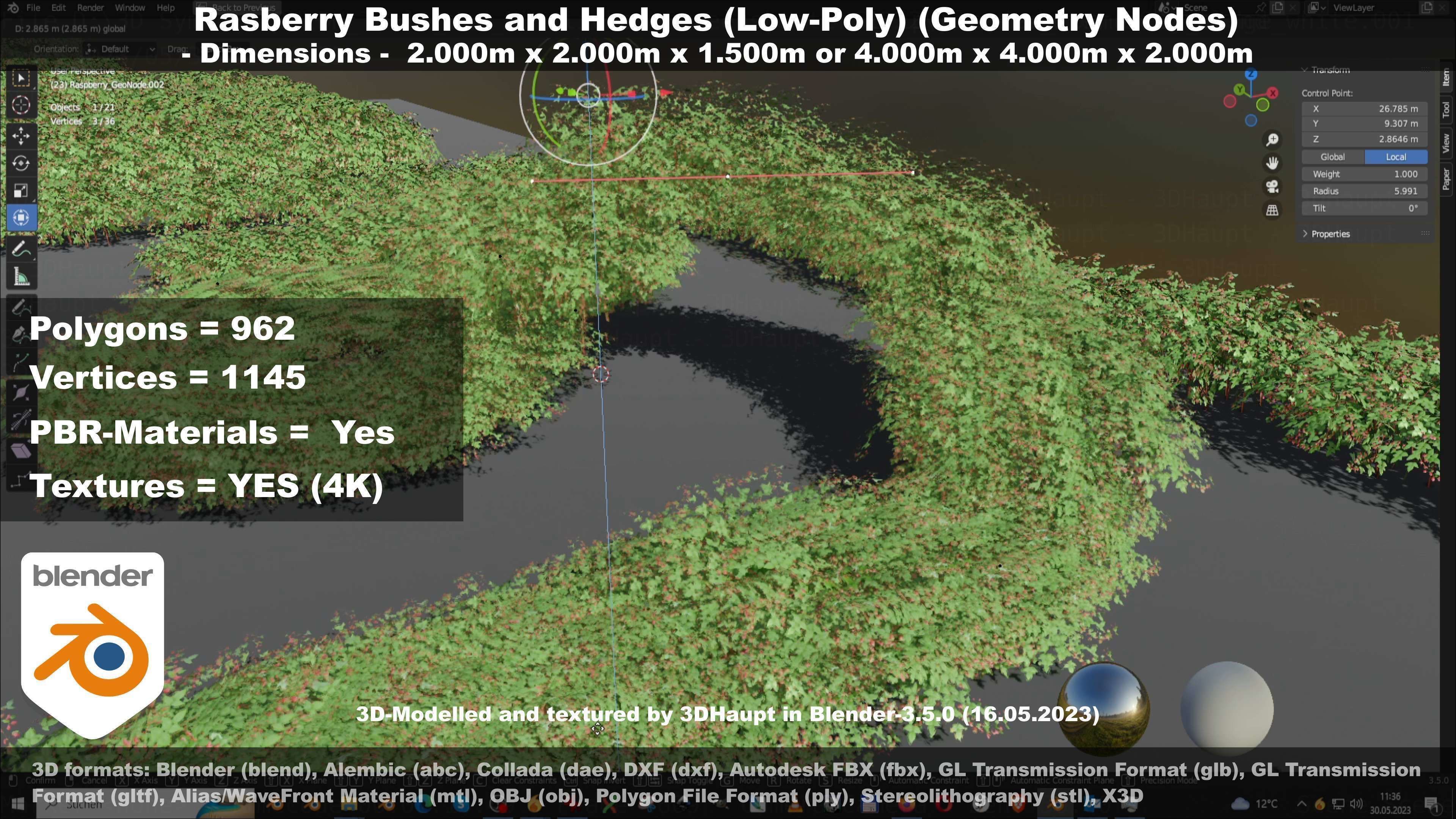 Low-Poly Rasberry Bushes and Hedges Low-poly 3D model_77